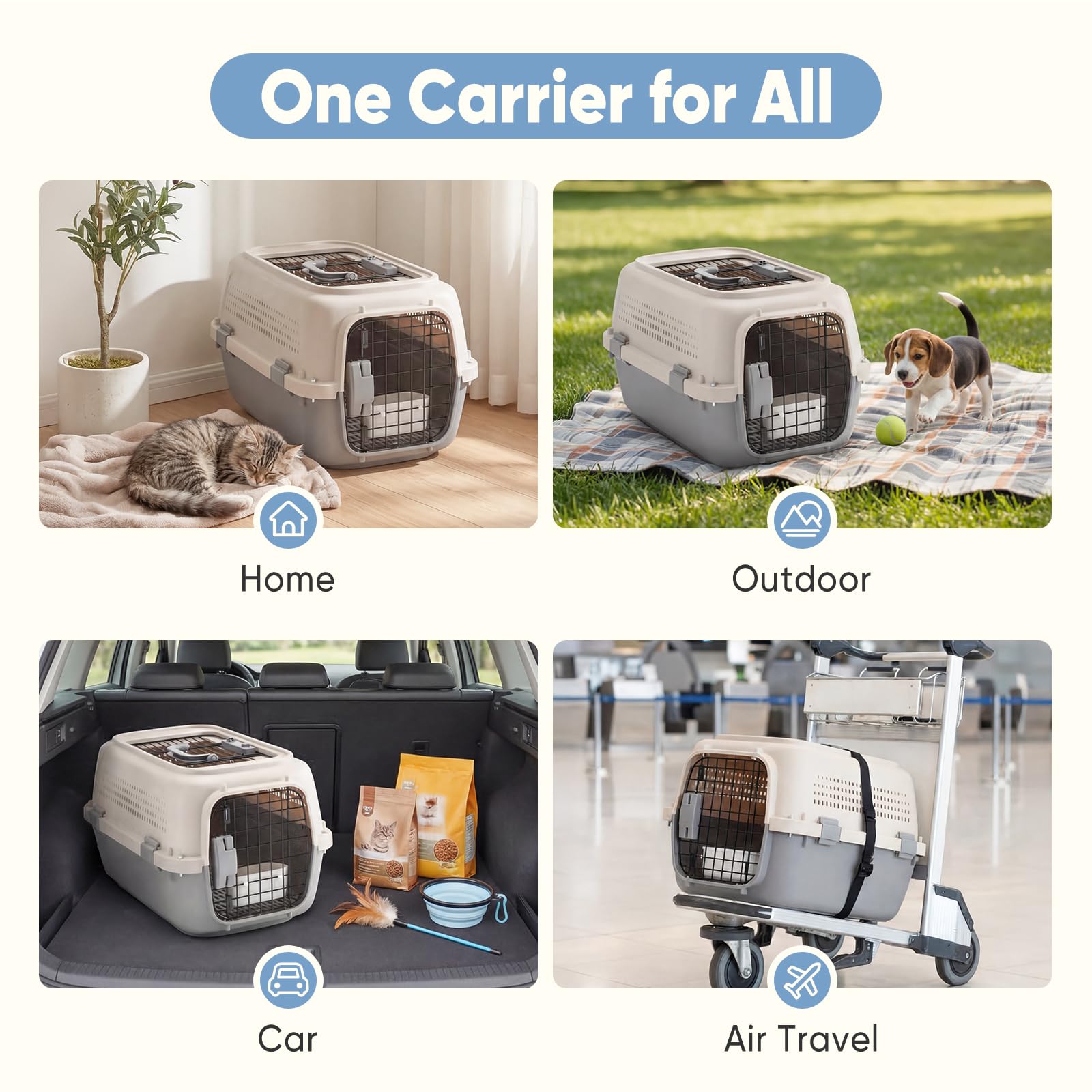 Airline-Approved Pet Carrier | Front & Top Load Travel Crate
