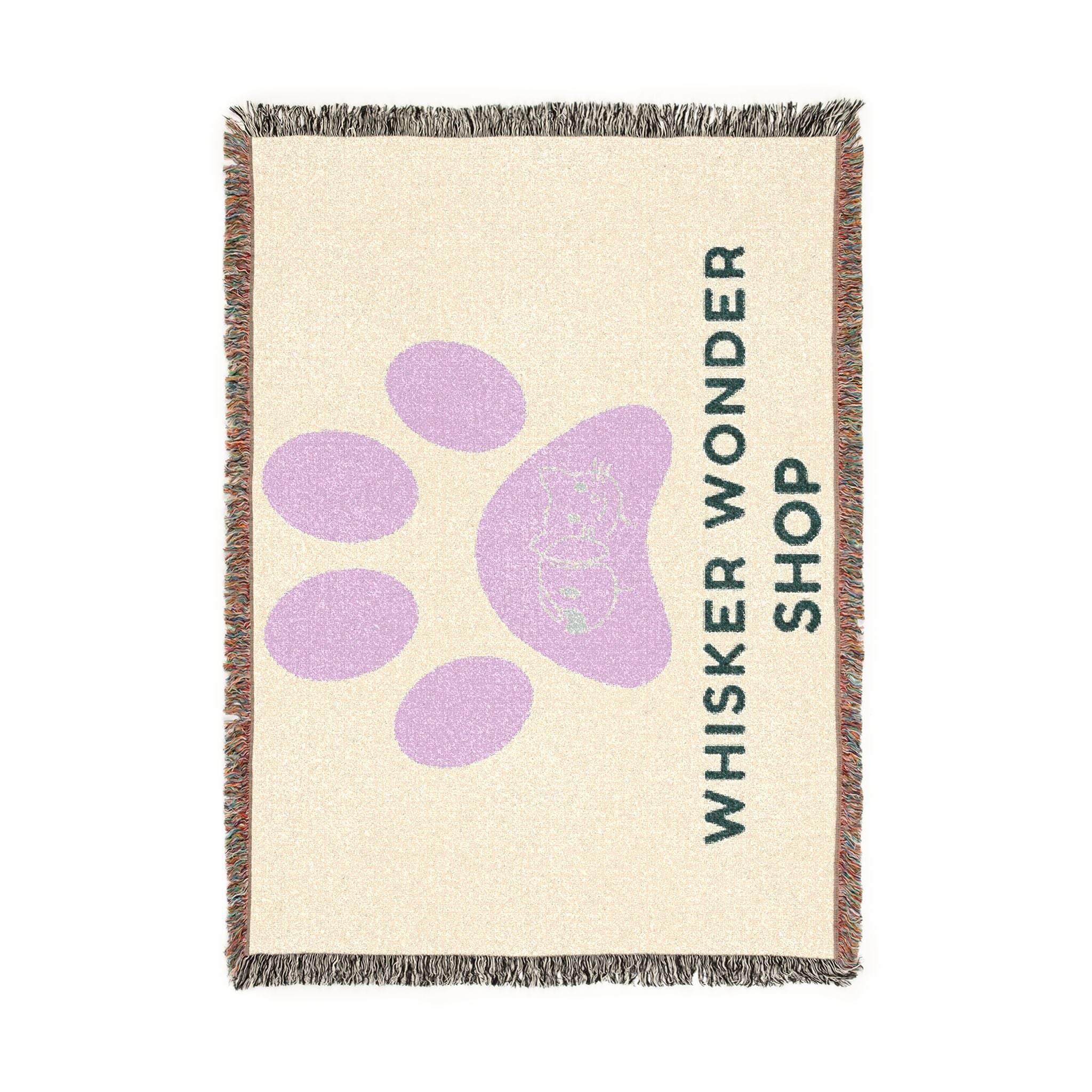 Whisker Wonder Shop Paw Print Woven Blanket