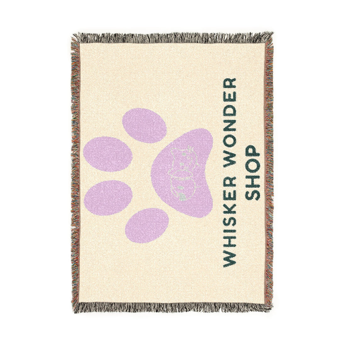 Whisker Wonder Shop Paw Print Woven Blanket