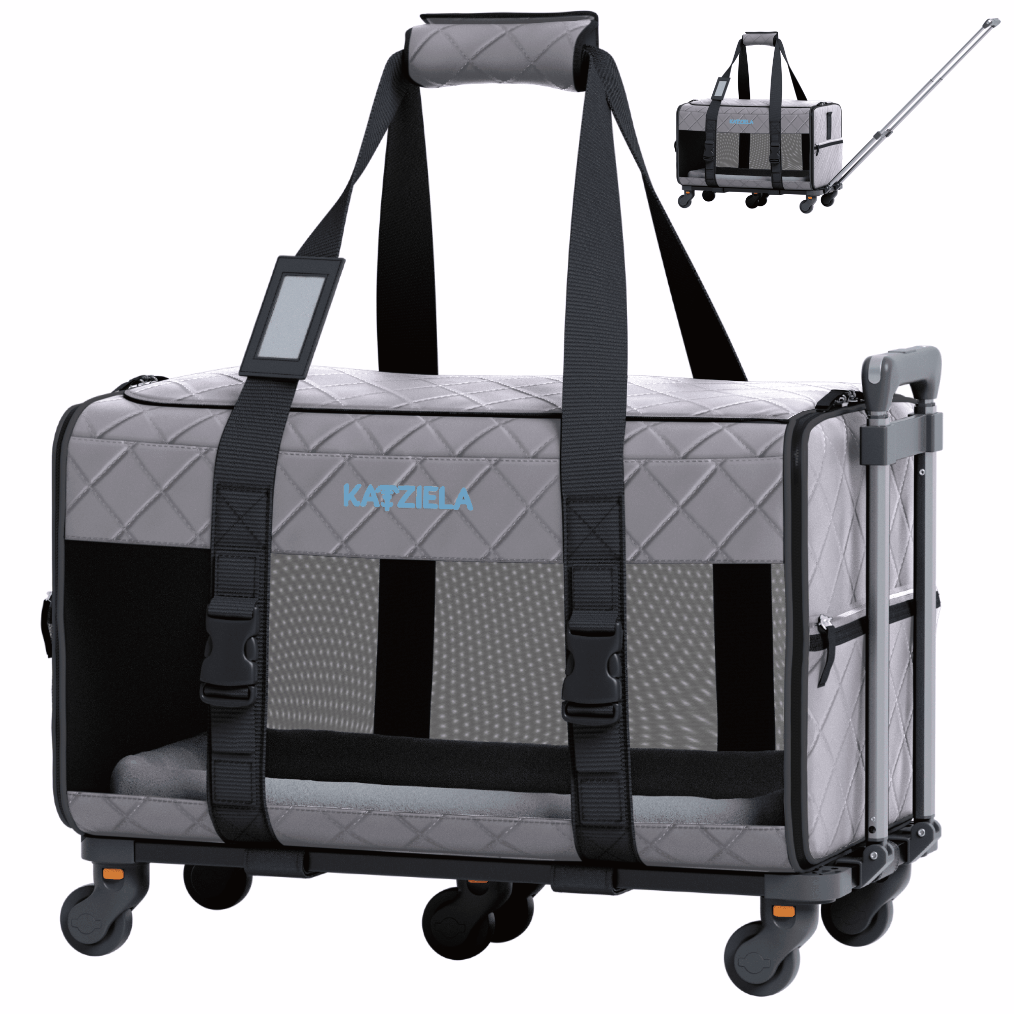 Quilted Pet Carrier with Wheels | Rolling Travel Carrier