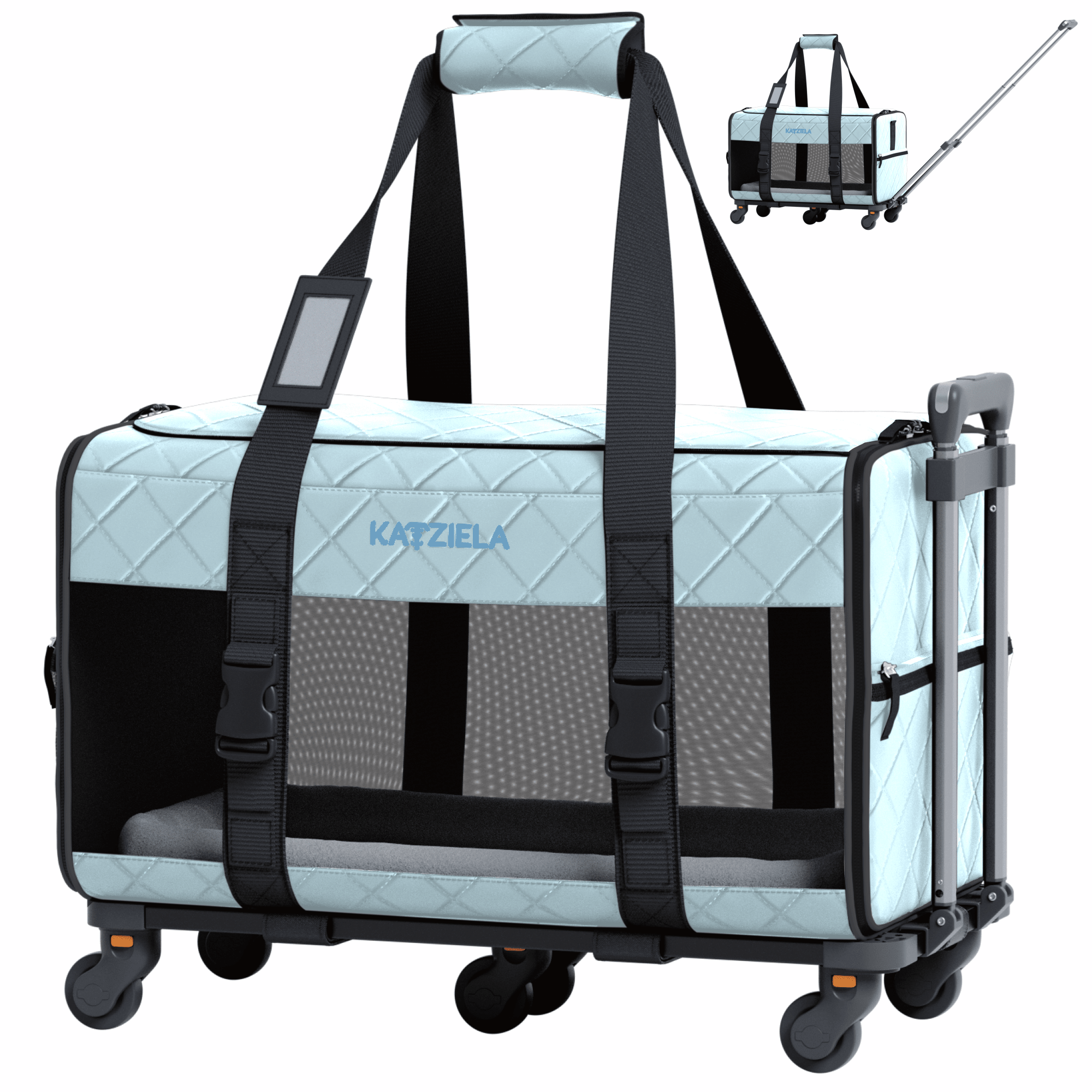 Quilted Pet Carrier with Wheels | Rolling Travel Carrier