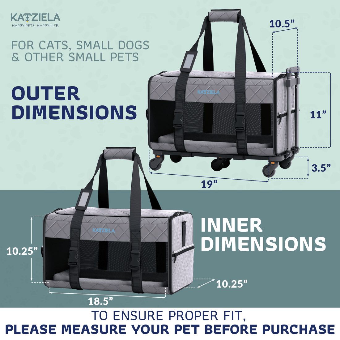 Quilted Pet Carrier with Wheels | Rolling Travel Carrier