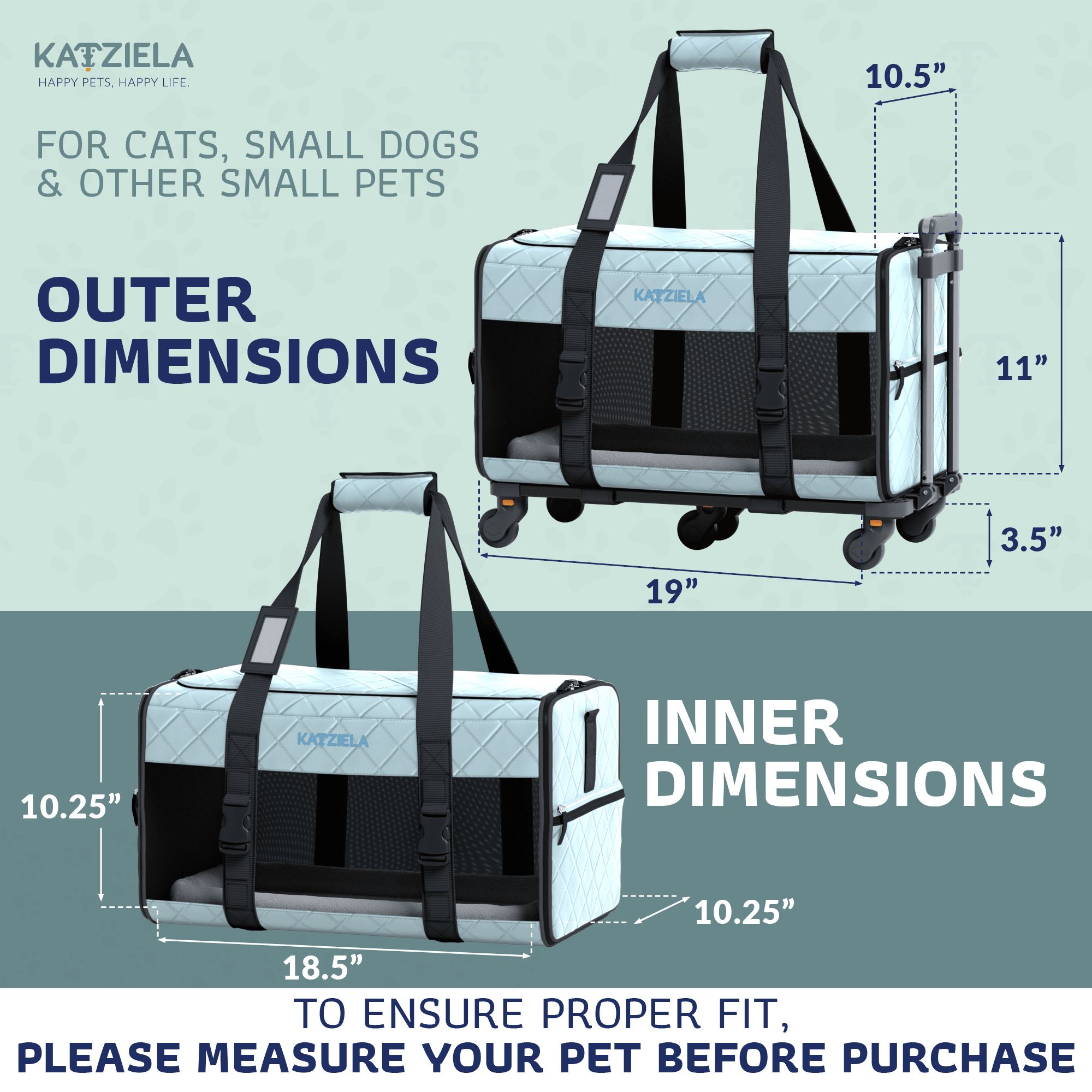 Quilted Pet Carrier with Wheels | Rolling Travel Carrier