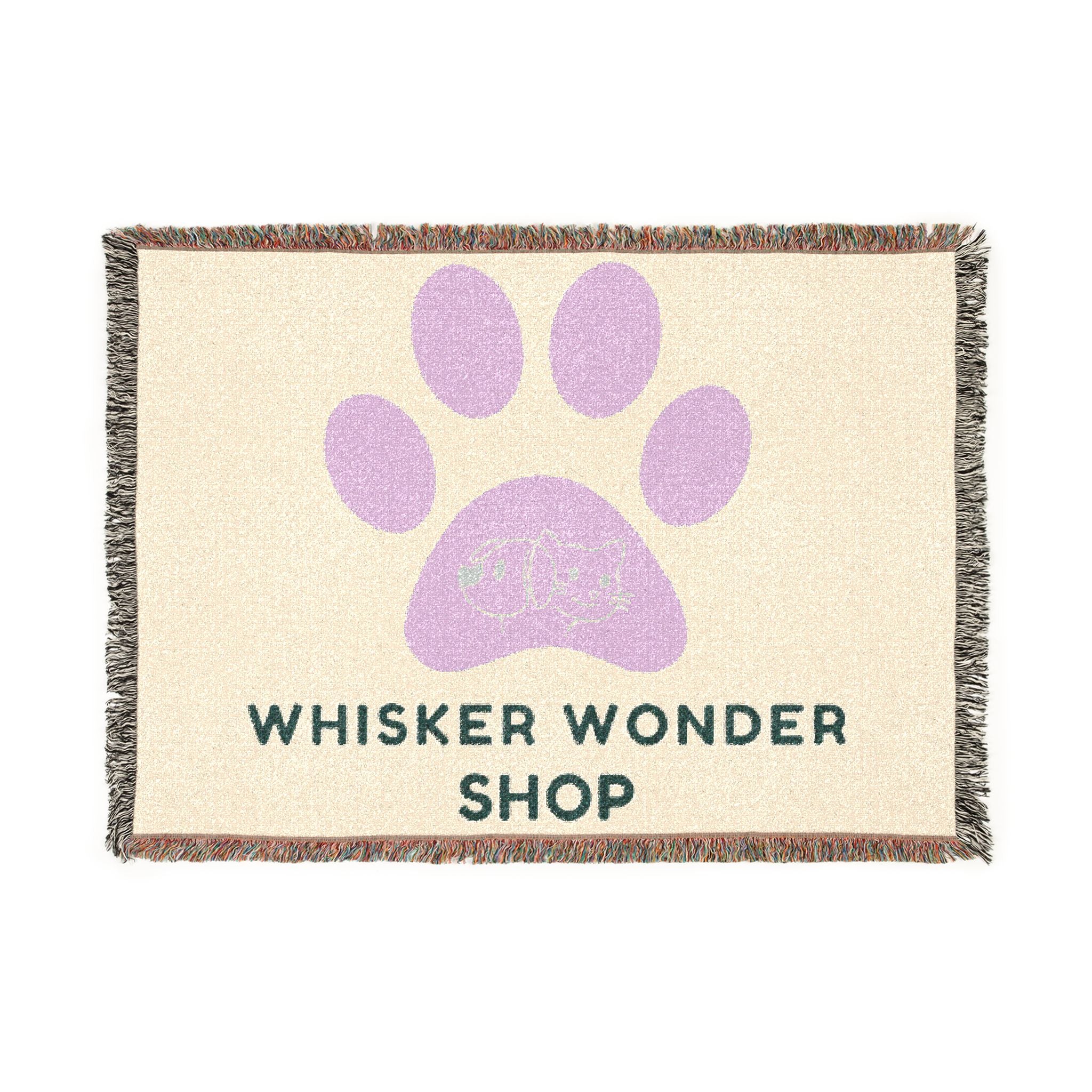 Whisker Wonder Shop Paw Print Woven Blanket