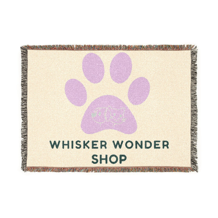 Whisker Wonder Shop Paw Print Woven Blanket