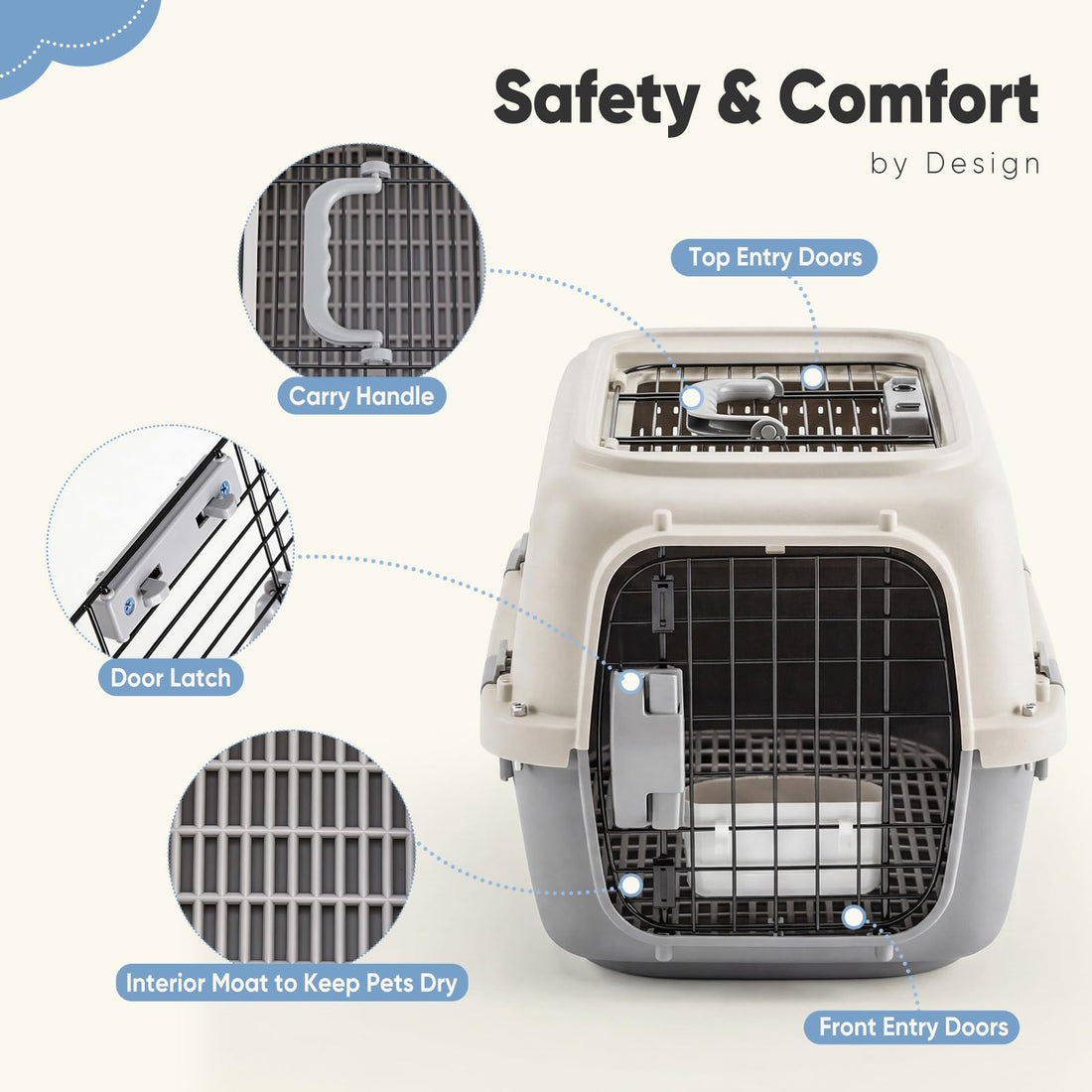 Airline-Approved Pet Carrier | Front & Top Load Travel Crate