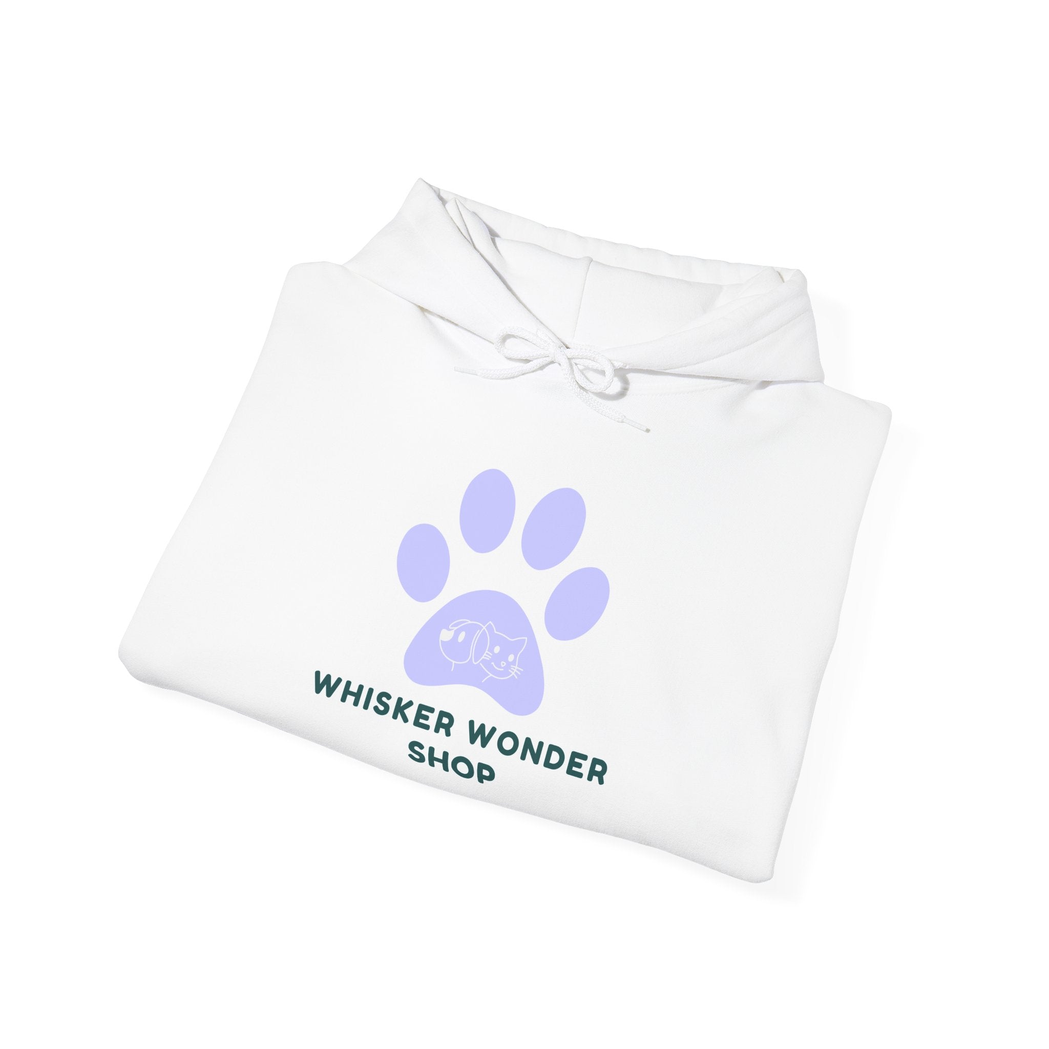 Whisker Wonder Shop Cat Paw Hoodie — Cute Pet Boutique Logo Sweatshirt
