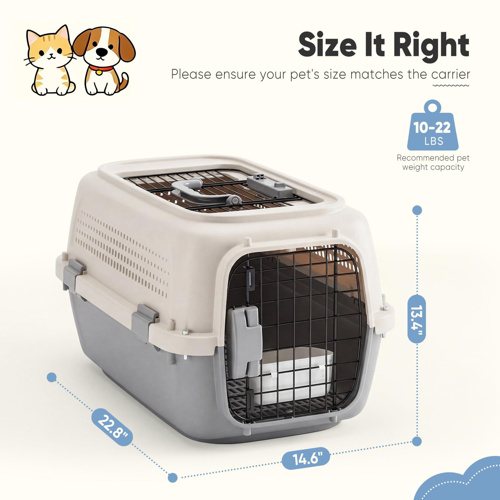 Airline-Approved Pet Carrier | Front & Top Load Travel Crate