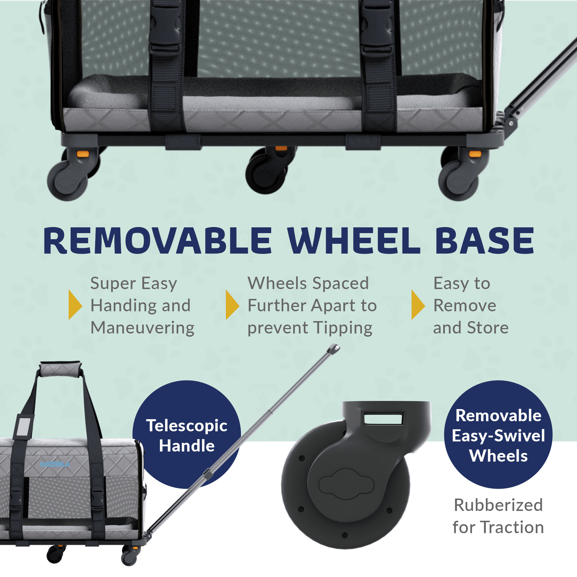 Quilted Pet Carrier with Wheels | Rolling Travel Carrier