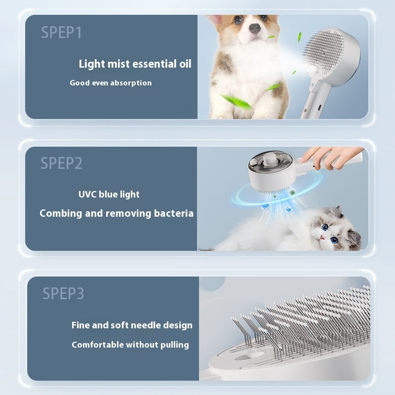 Self-Cleaning Steam Pet Grooming Brush | Dog & Cat Hair Remover