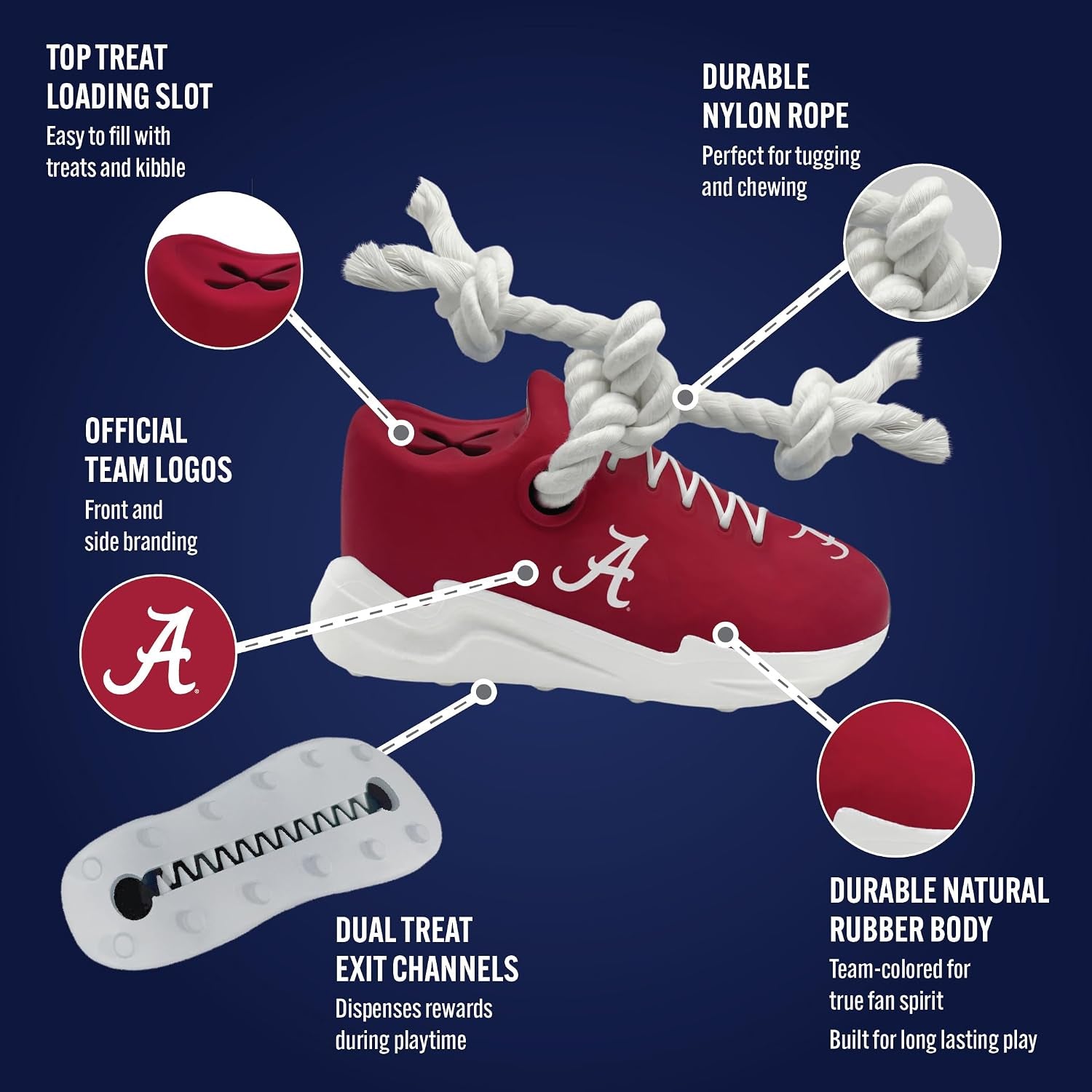 NCAA Cleat Dog Toy & Treat Dispenser – 7 Team Options