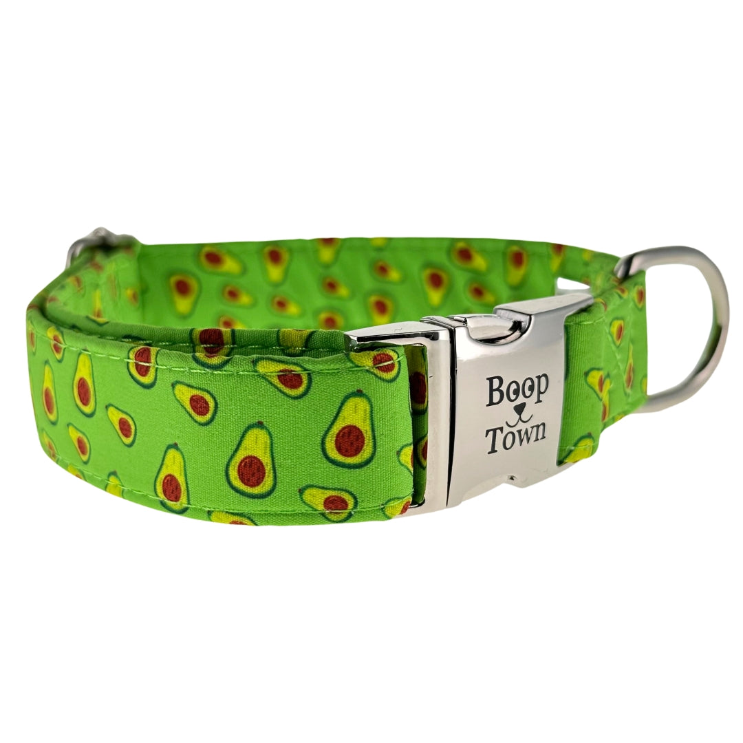 Boop Town Soft Cotton Dog Collar - Anti-Hair Matting & Durable Nylon Core - Quick Release Metal Buckle - Adjustable for Small Medium Large XL Dogs - Gold Tone Hardware