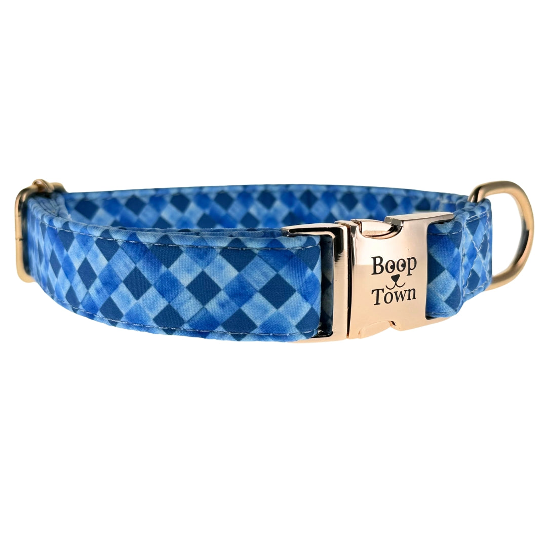 Boop Town Soft Cotton Dog Collar - Anti-Hair Matting & Durable Nylon Core - Quick Release Metal Buckle - Adjustable for Small Medium Large XL Dogs - Gold Tone Hardware