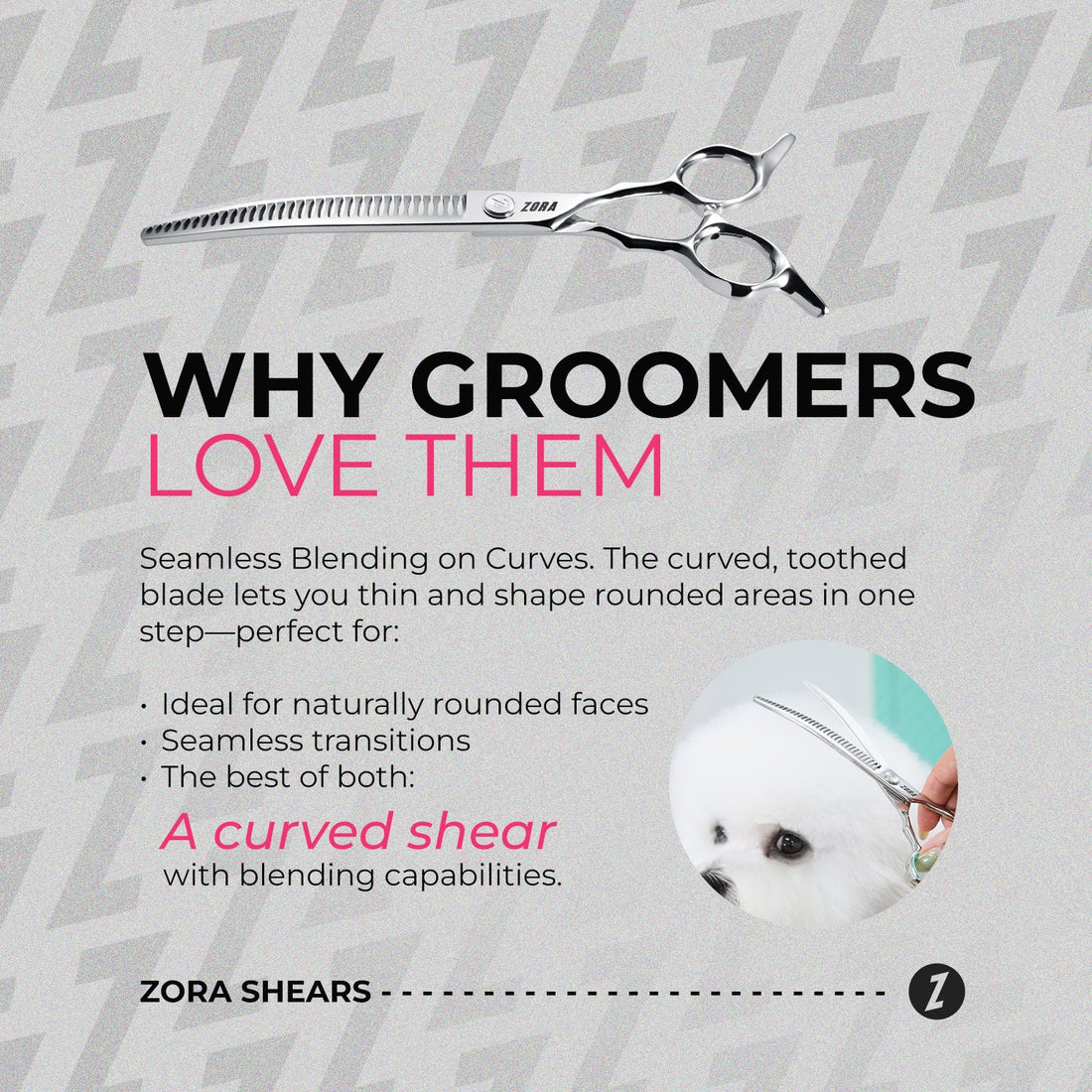 Zora Pet Grooming Curved Blender Shear - Model A-7533C