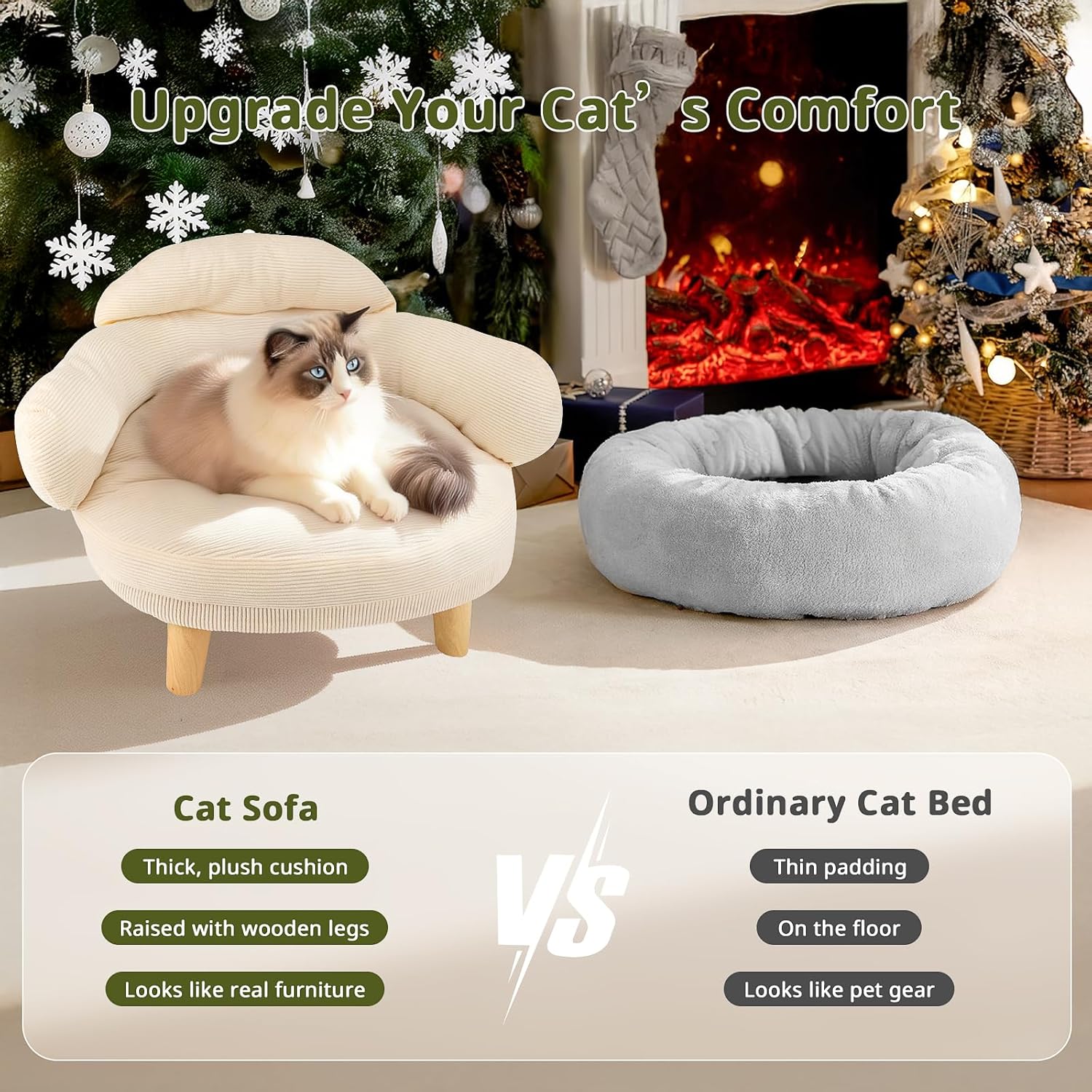 Velvet Pet Sofa Bed | Furniture Style Cat & Small Dog Couch