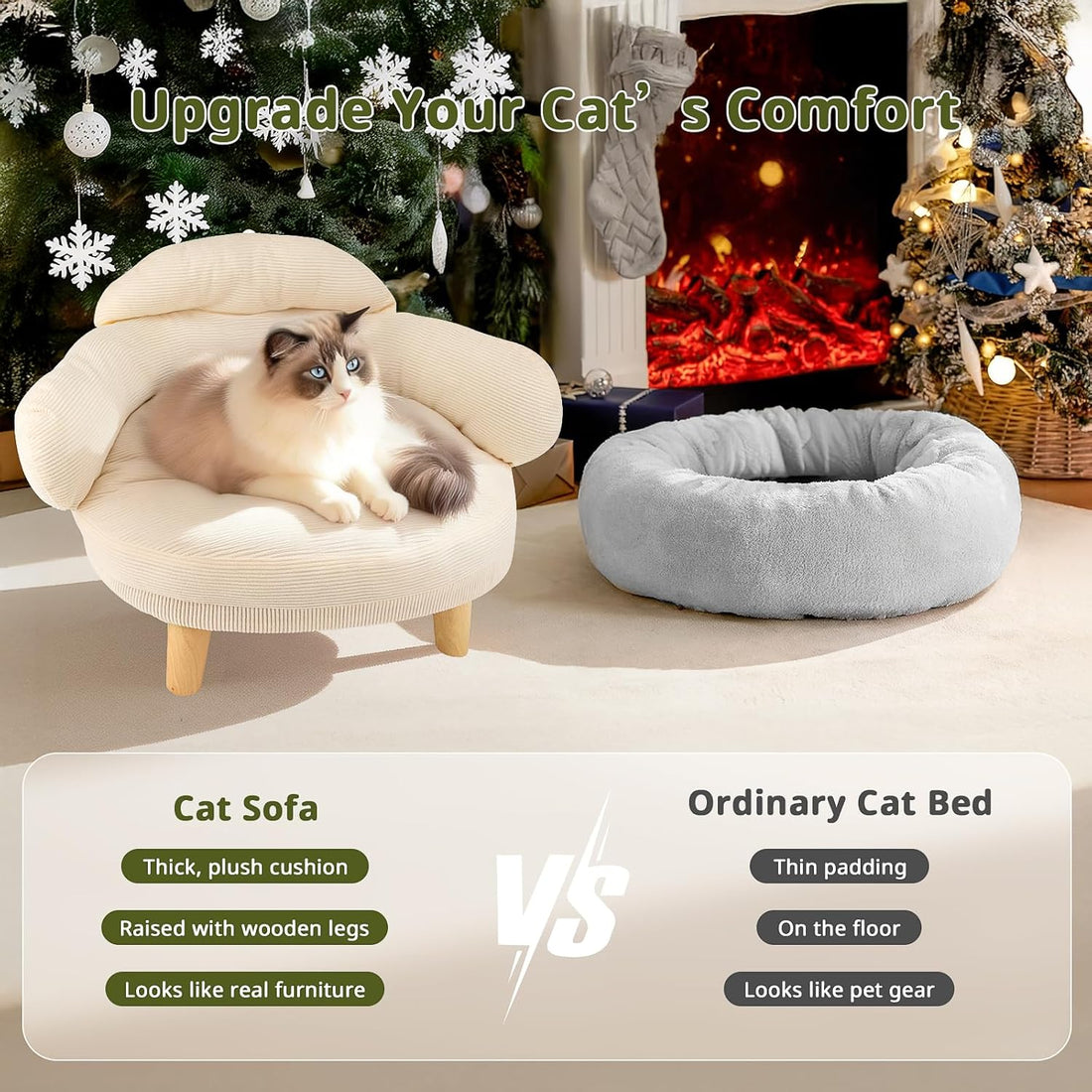 Velvet Pet Sofa Bed | Furniture Style Cat & Small Dog Couch