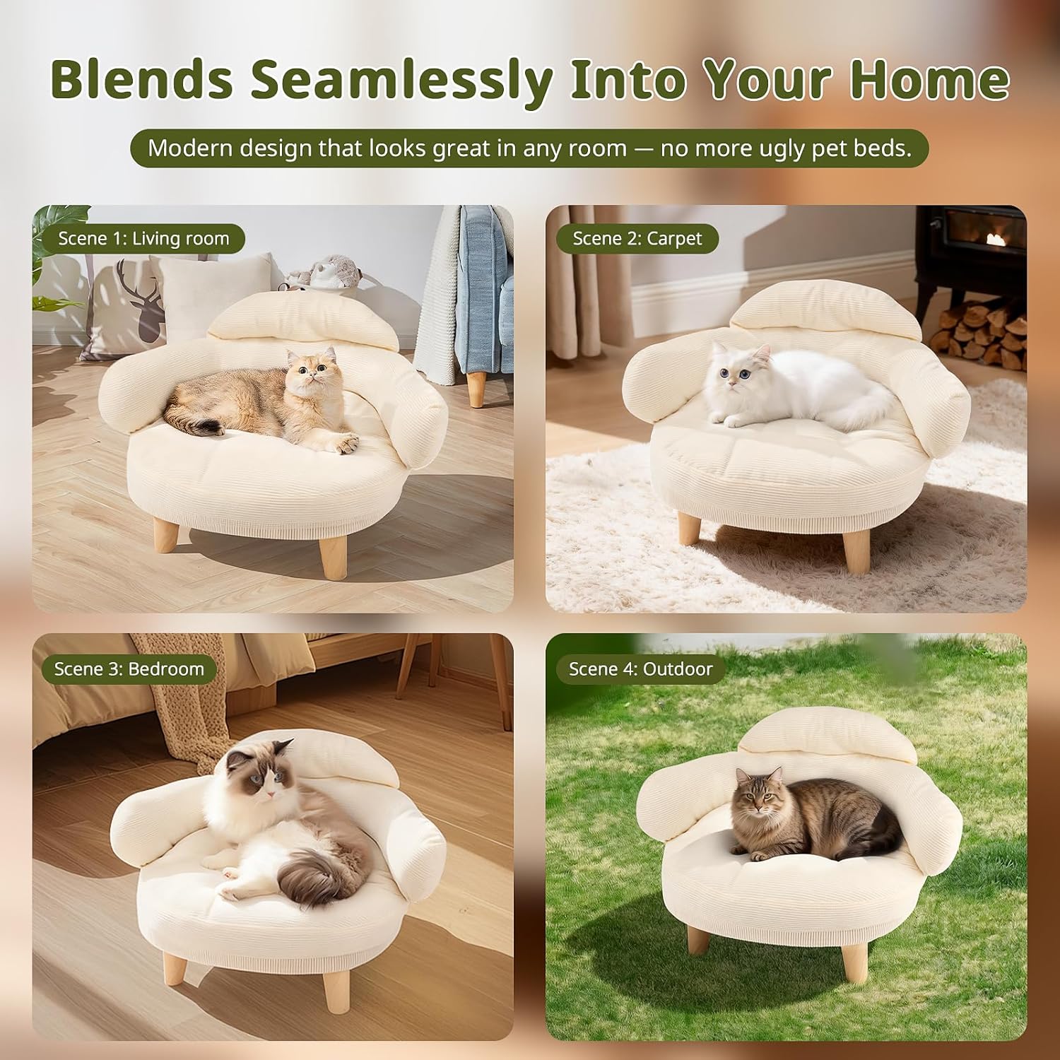 Velvet Pet Sofa Bed | Furniture Style Cat & Small Dog Couch