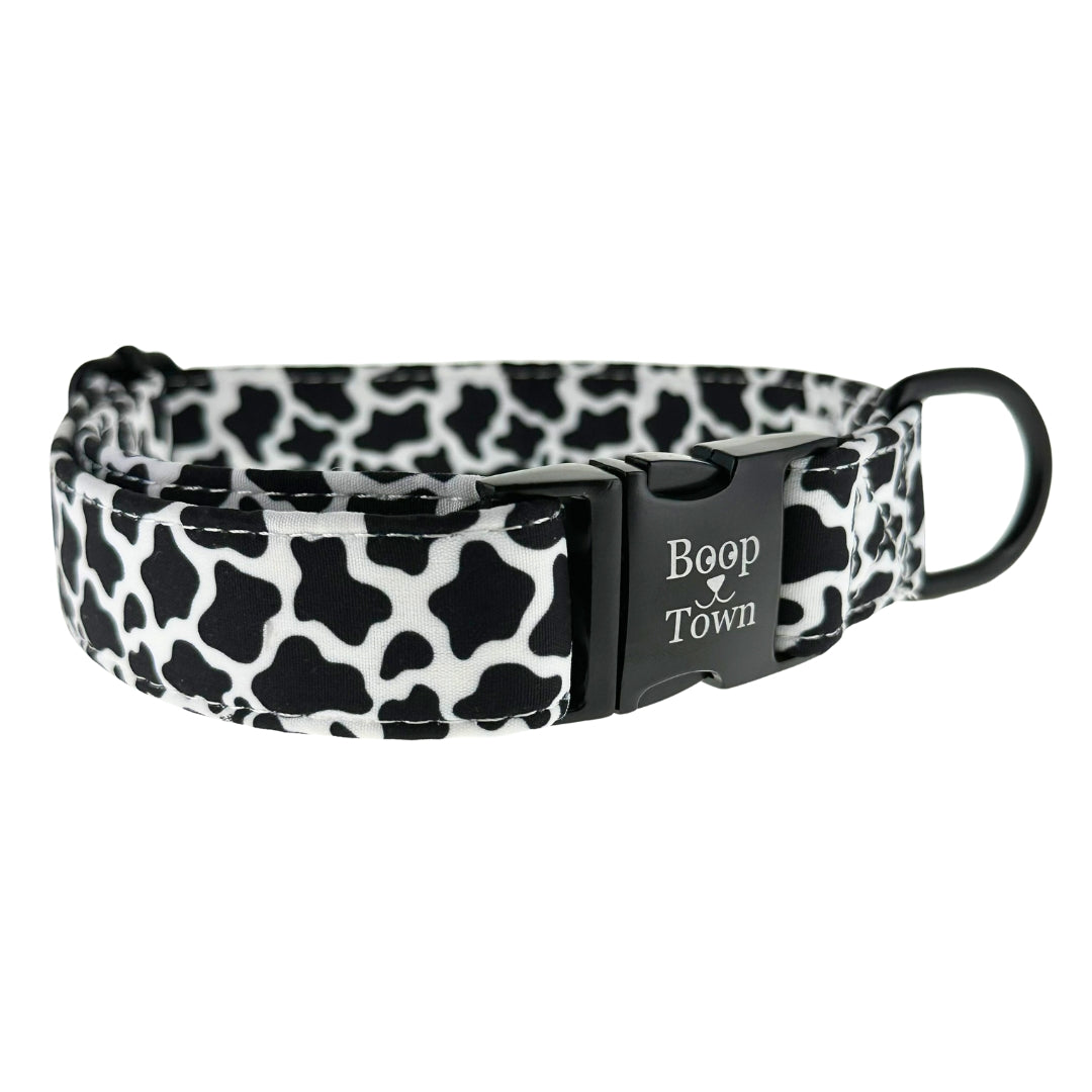 Boop Town Soft Cotton Dog Collar - Anti-Hair Matting & Durable Nylon Core - Quick Release Metal Buckle - Adjustable for Small Medium Large XL Dogs - Gold Tone Hardware
