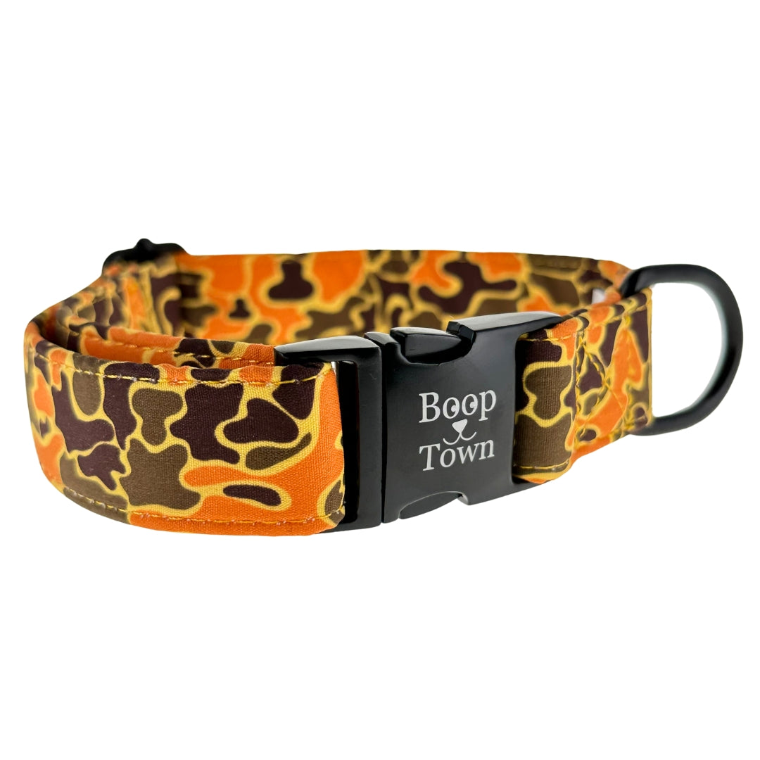 Boop Town Soft Cotton Dog Collar - Anti-Hair Matting & Durable Nylon Core - Quick Release Metal Buckle - Adjustable for Small Medium Large XL Dogs - Gold Tone Hardware