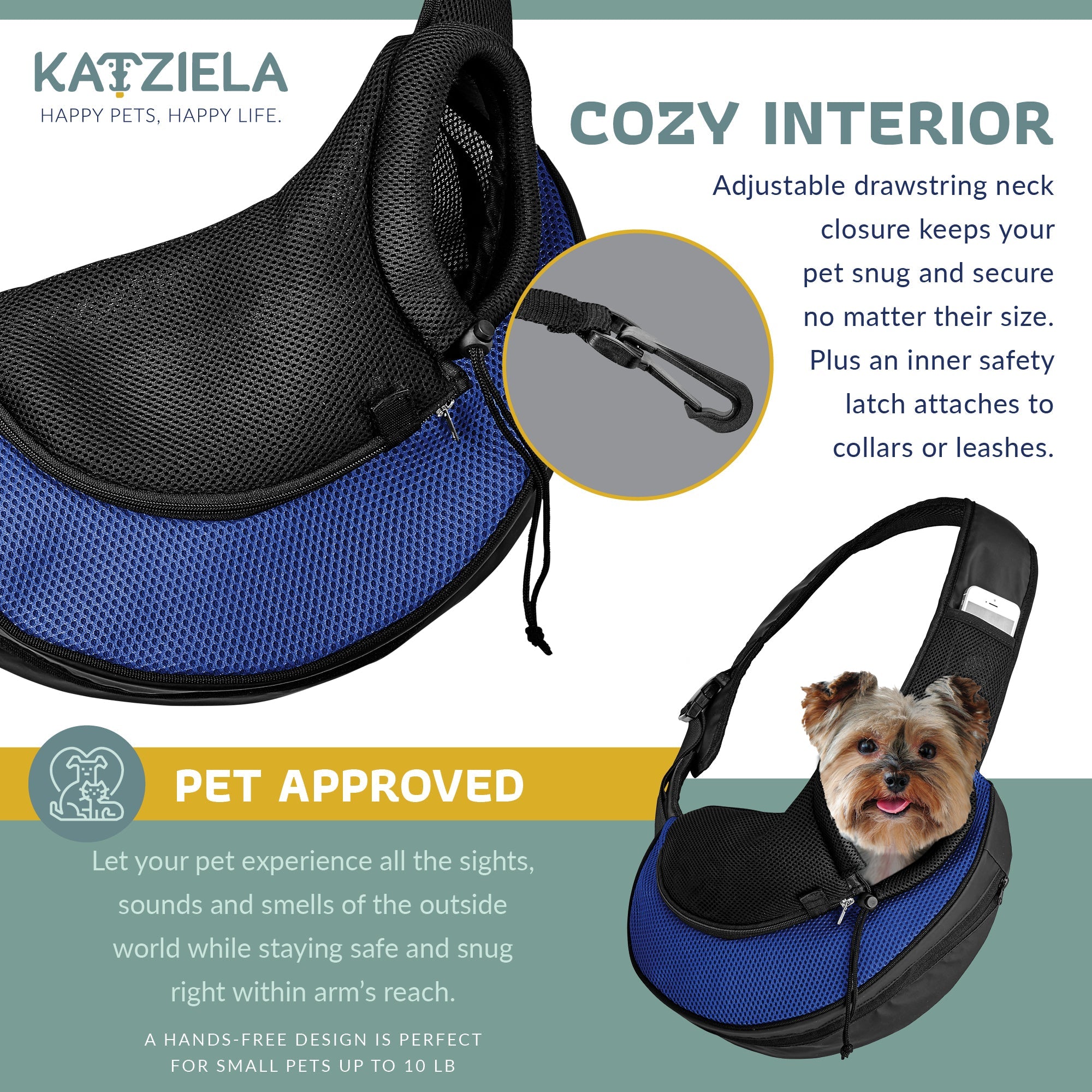 Expandable Sling Pet Carrier | Front Shoulder Bag for Small Pets