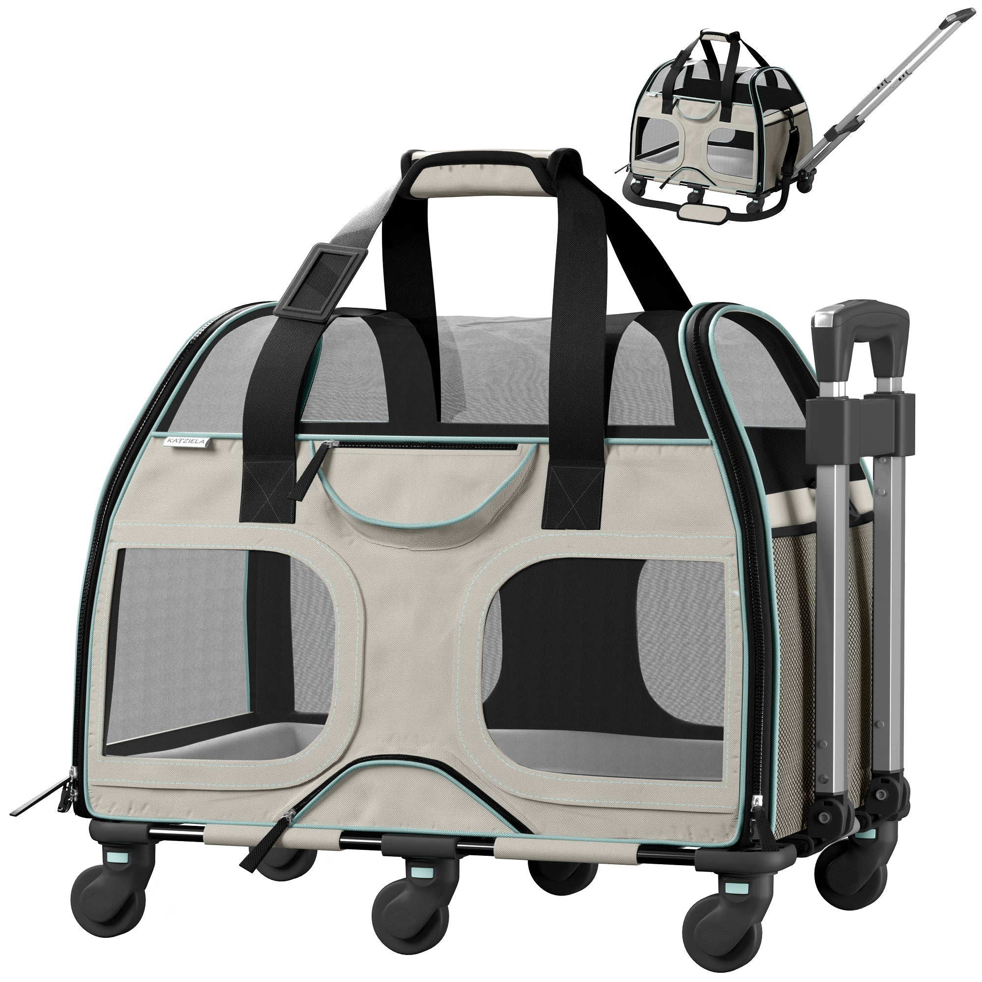 Luxury Rider Pet Carrier | Rolling Travel Carrier with Wheels