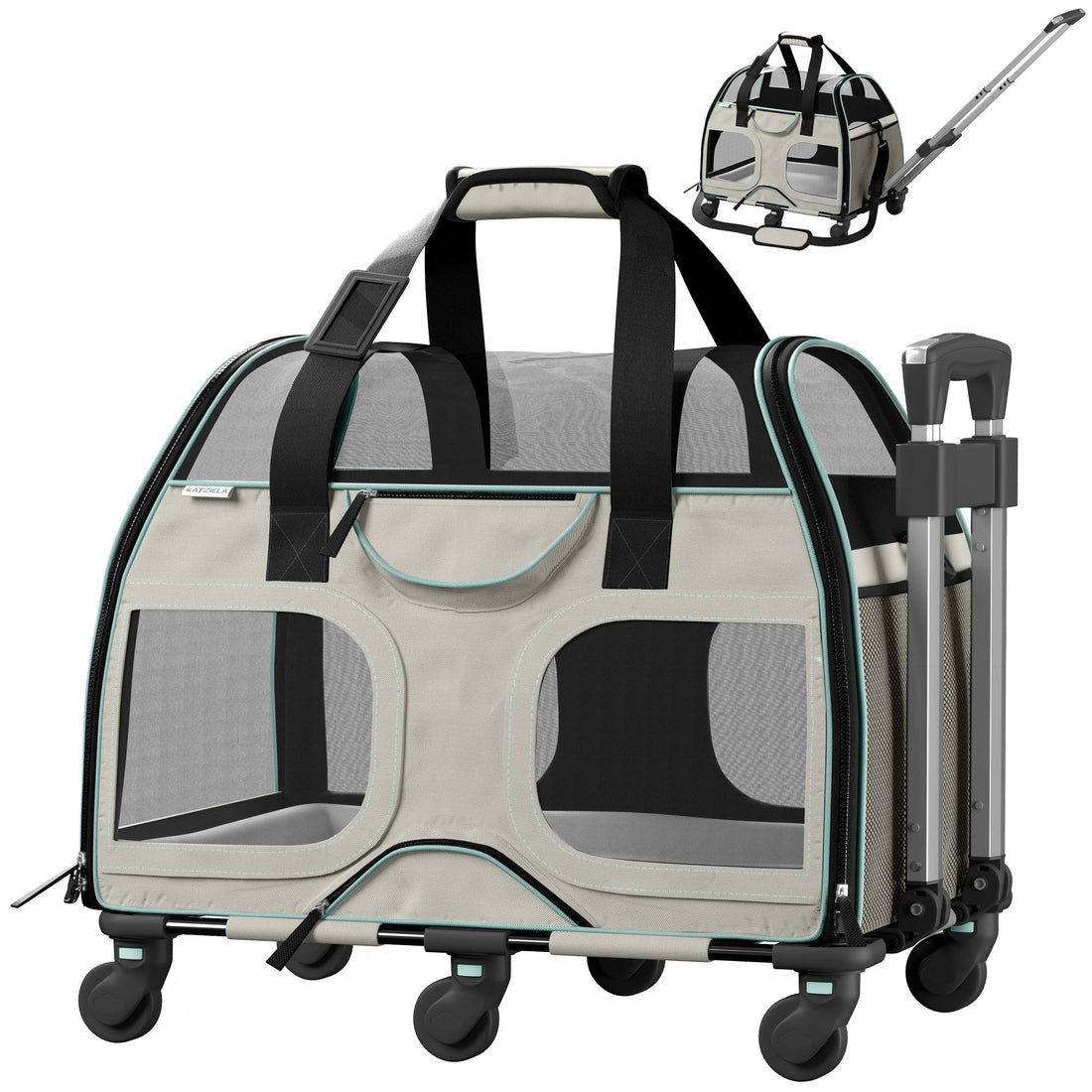 Luxury Rider Pet Carrier | Rolling Travel Carrier with Wheels