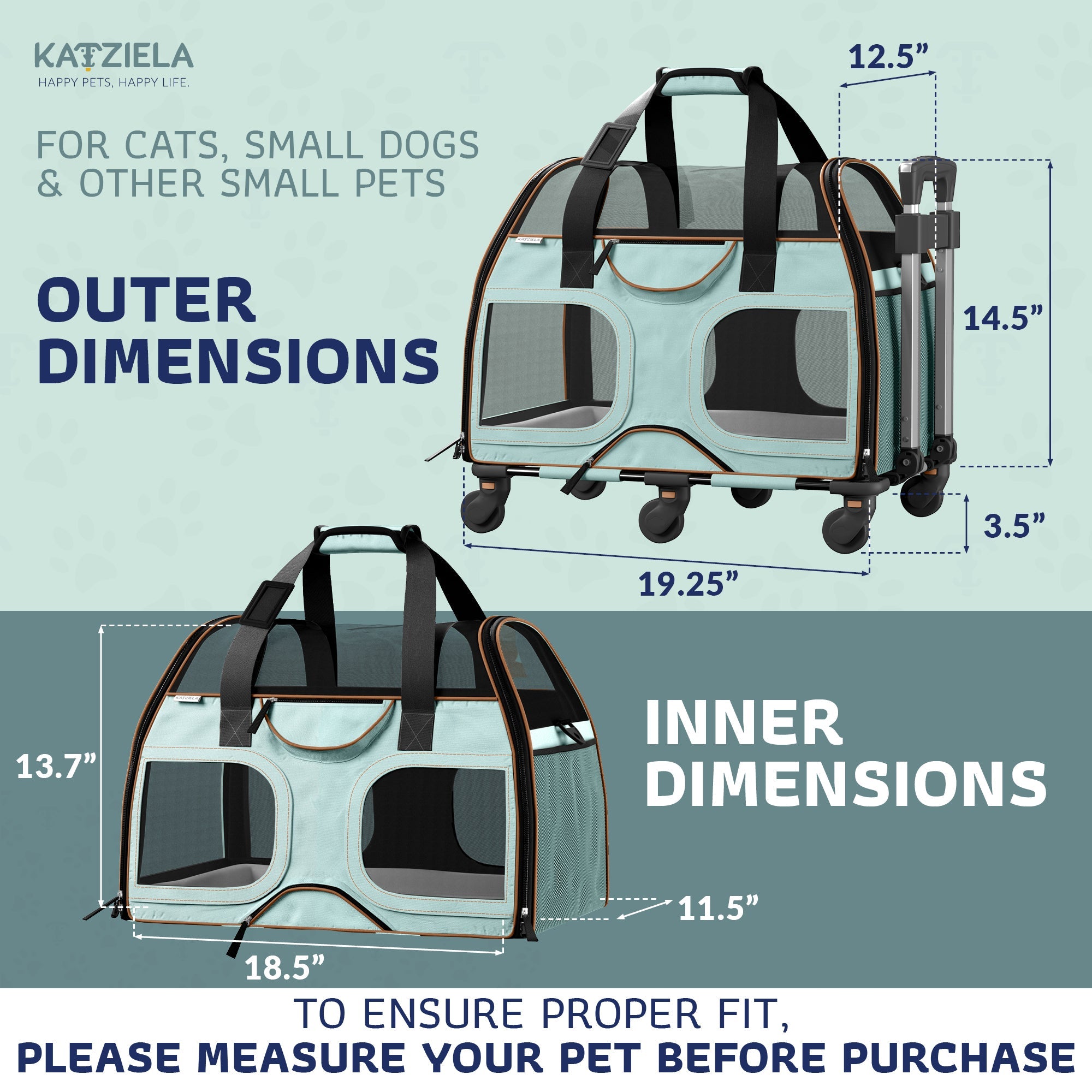 Luxury Rider Pet Carrier | Rolling Travel Carrier with Wheels