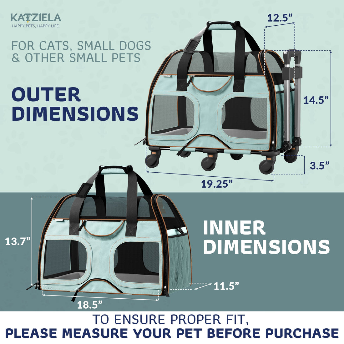 Luxury Rider Pet Carrier | Rolling Travel Carrier with Wheels