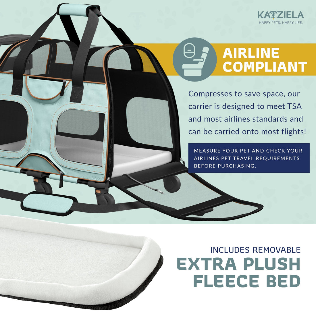 Luxury Rider Pet Carrier | Rolling Travel Carrier with Wheels