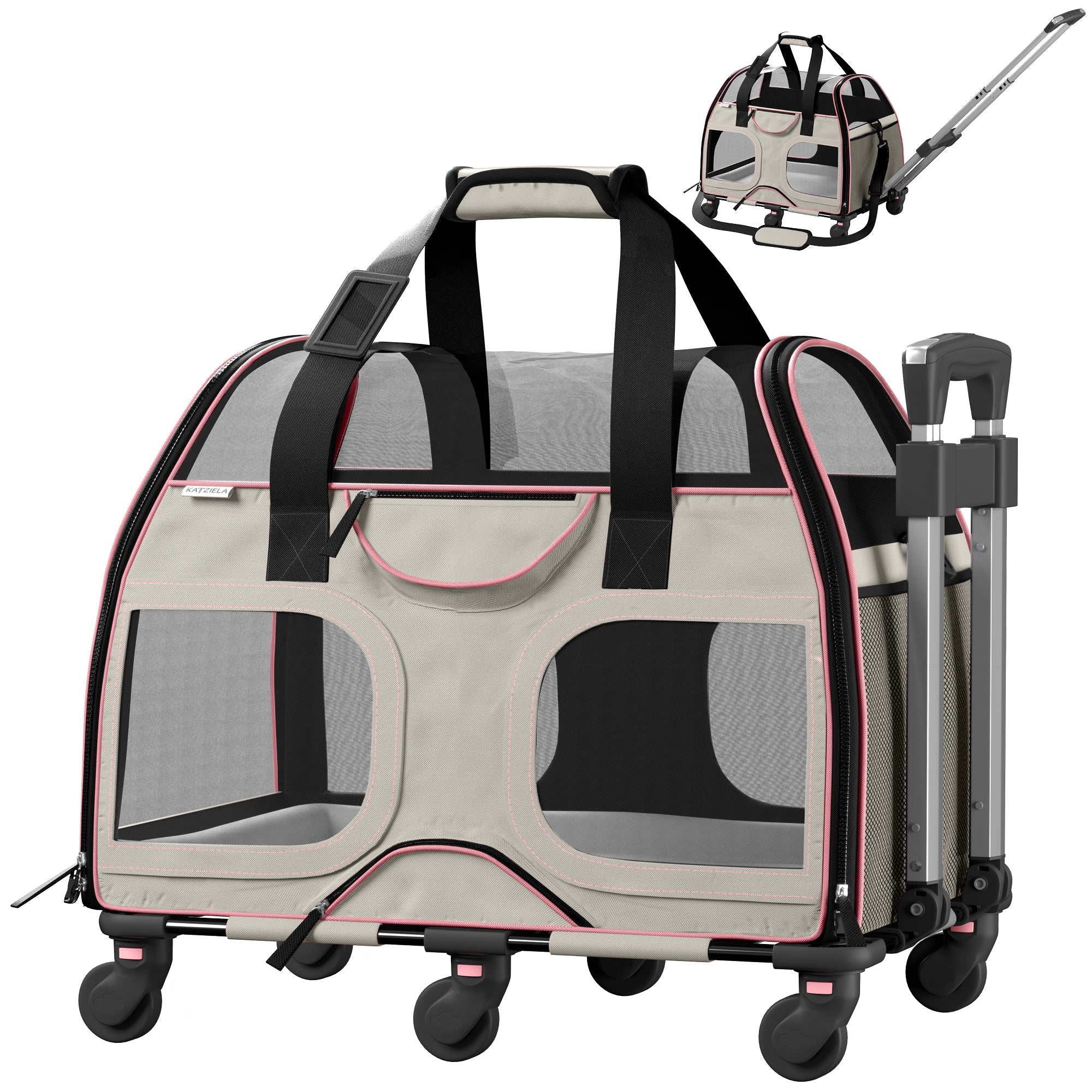 Luxury Rider Pet Carrier | Rolling Travel Carrier with Wheels