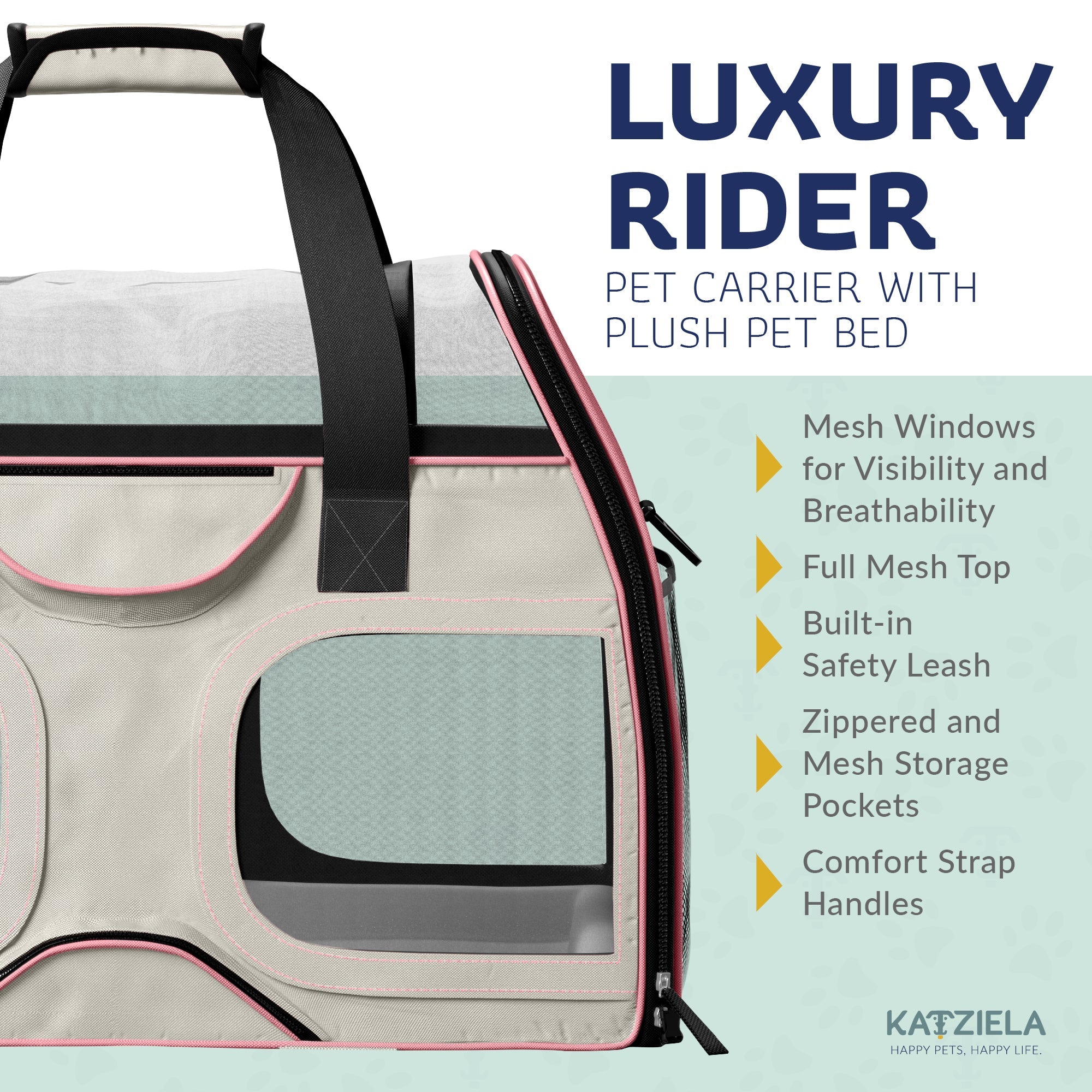 Luxury Rider Pet Carrier | Rolling Travel Carrier with Wheels