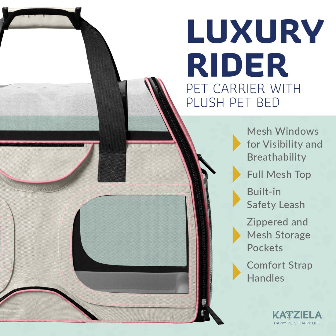Luxury Rider Pet Carrier | Rolling Travel Carrier with Wheels