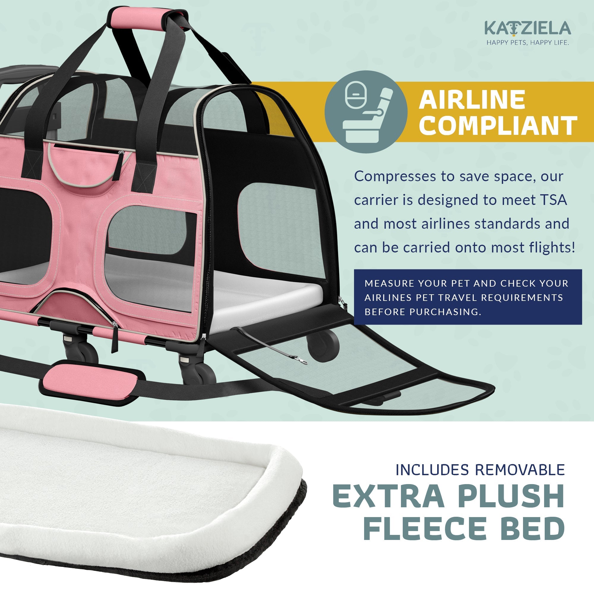 Luxury Rider Pet Carrier | Rolling Travel Carrier with Wheels