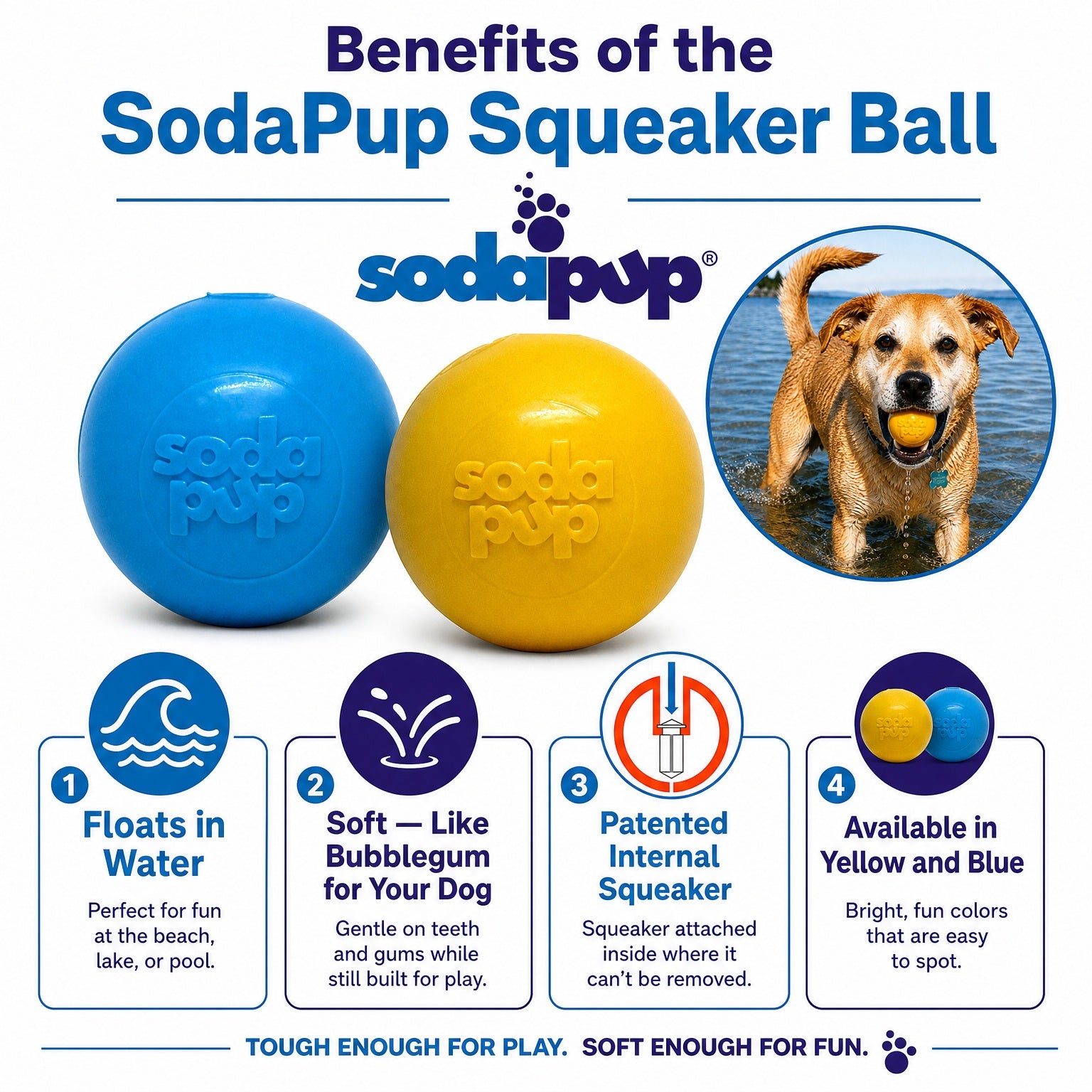 Squeak Ball - Durable Squeaky Dog Toy, Floats, Chew Toy | USA Made