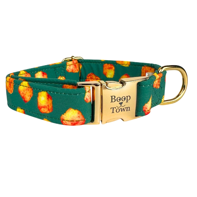 Boop Town Soft Cotton Dog Collar - Anti-Hair Matting & Durable Nylon Core - Quick Release Metal Buckle - Adjustable for Small Medium Large XL Dogs - Gold Tone Hardware