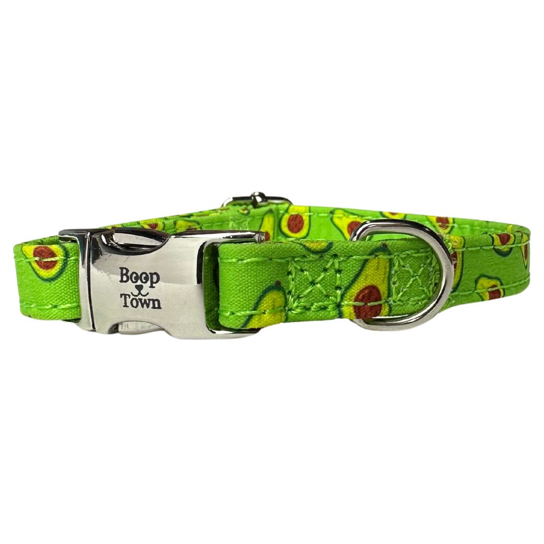 Boop Town Soft Cotton Dog Collar - Anti-Hair Matting & Durable Nylon Core - Quick Release Metal Buckle - Adjustable for Small Medium Large XL Dogs - Gold Tone Hardware