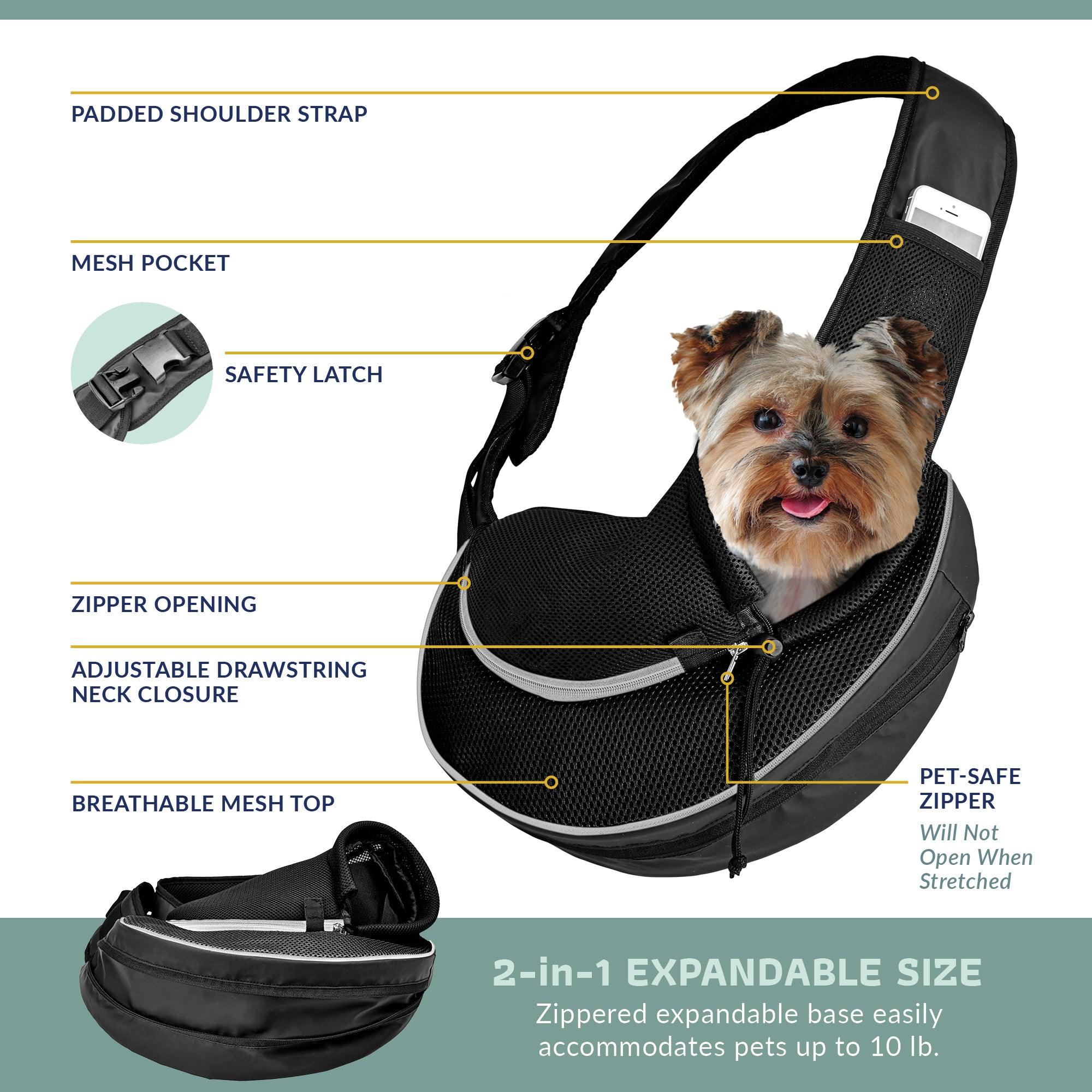 Expandable Sling Pet Carrier | Front Shoulder Bag for Small Pets