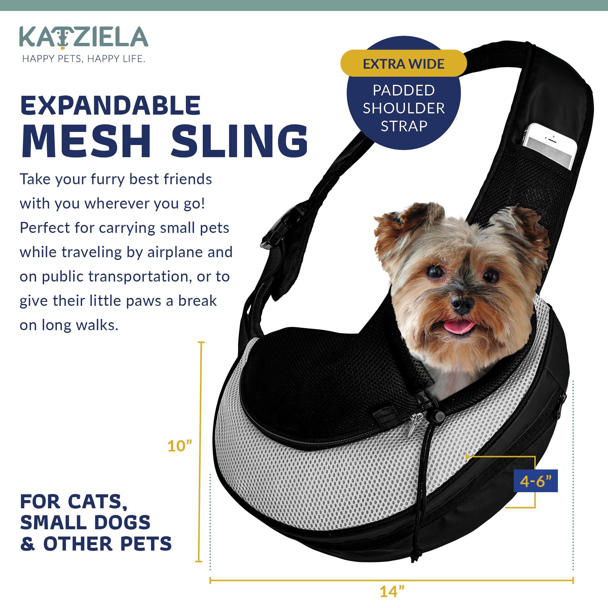Expandable Sling Pet Carrier | Front Shoulder Bag for Small Pets