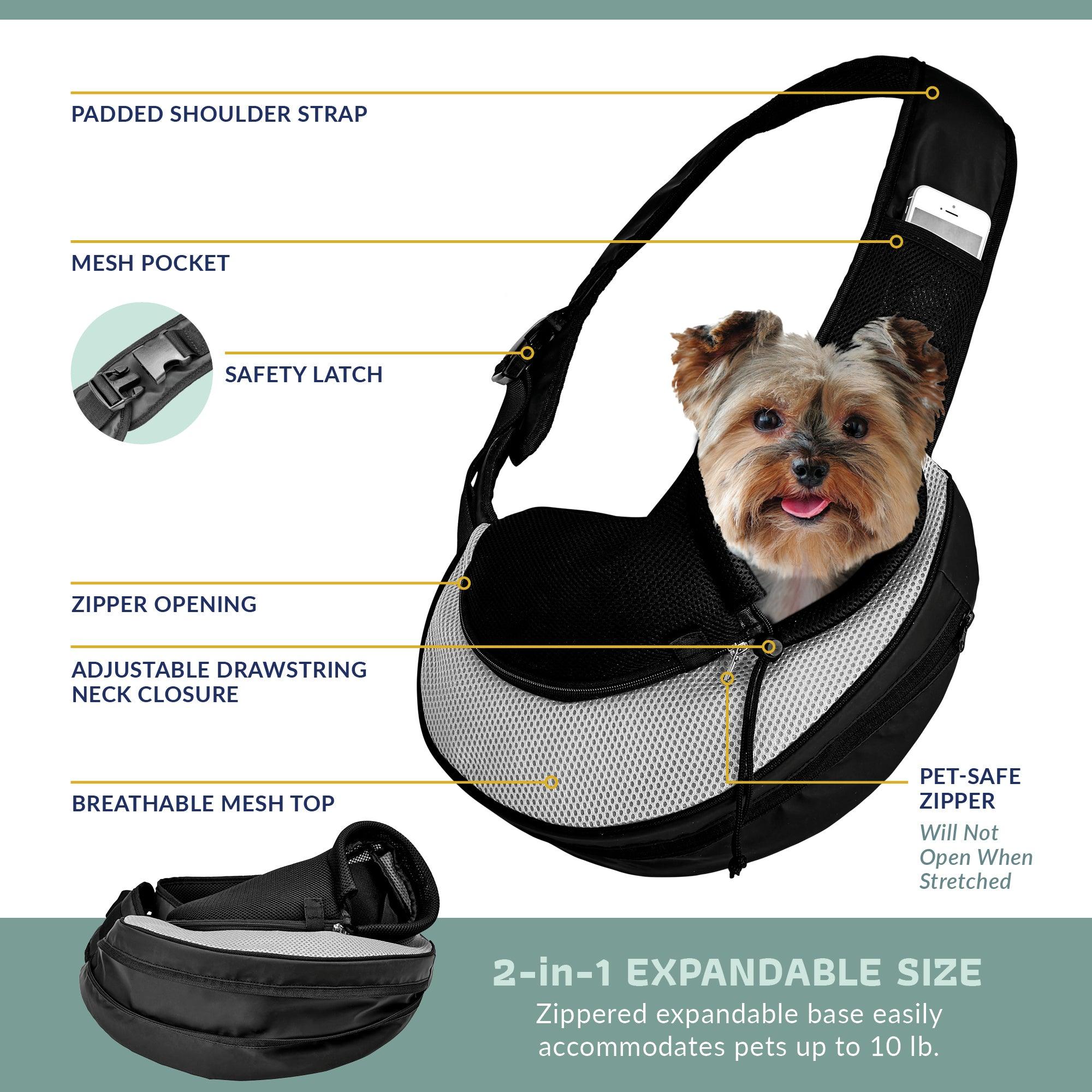 Expandable Sling Pet Carrier | Front Shoulder Bag for Small Pets