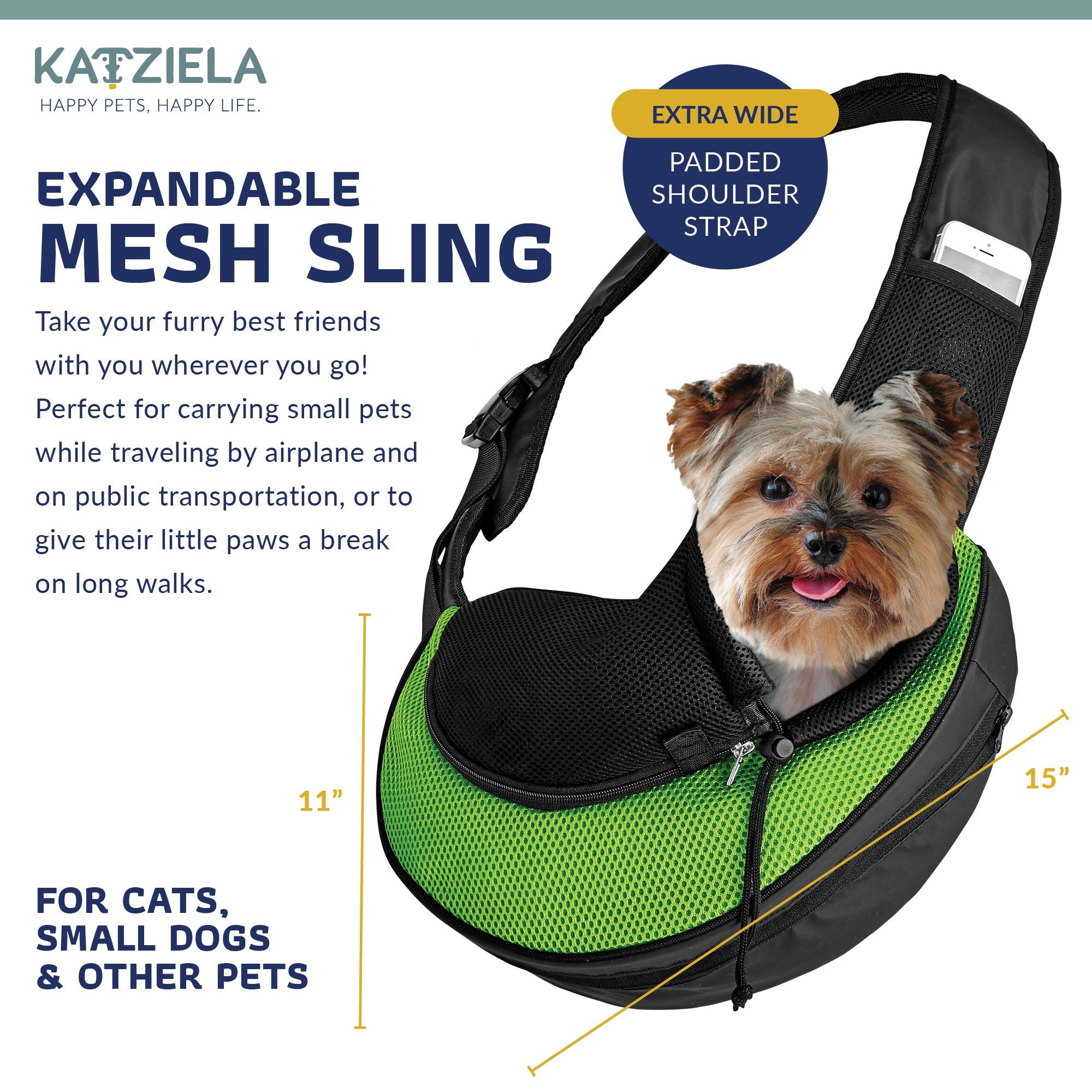 Expandable Sling Pet Carrier | Front Shoulder Bag for Small Pets