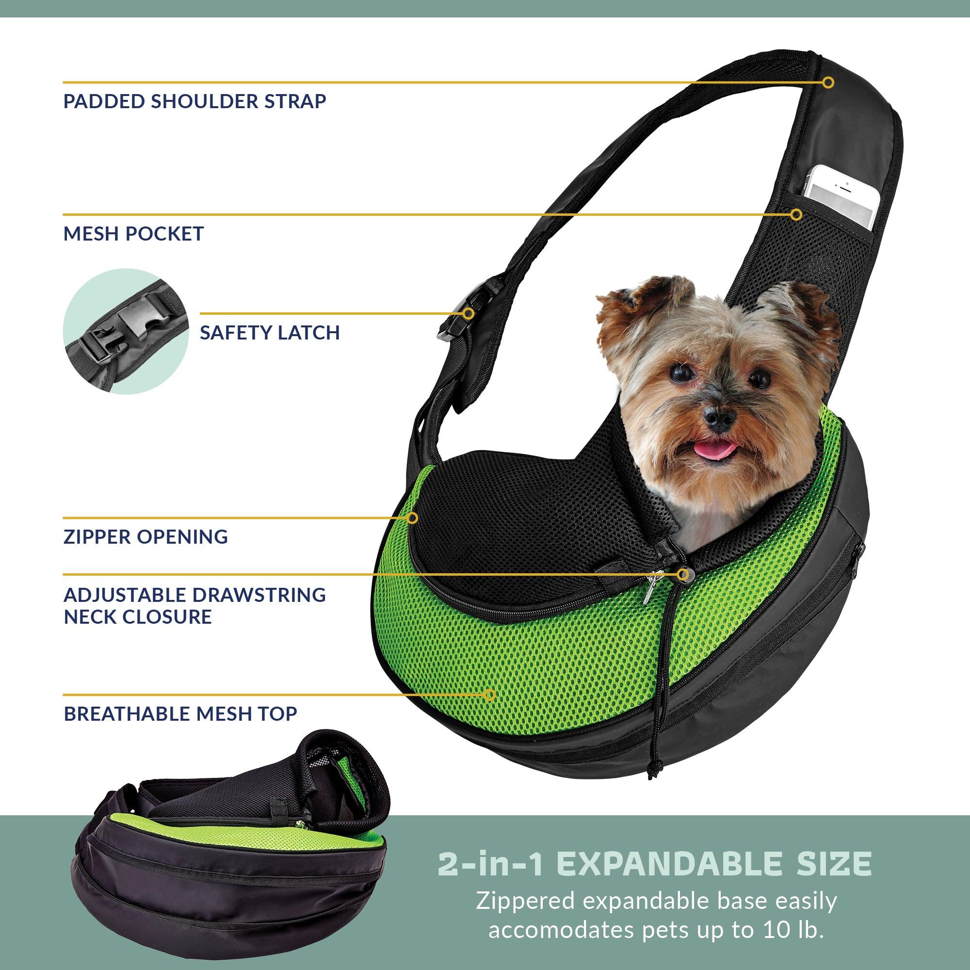 Expandable Sling Pet Carrier | Front Shoulder Bag for Small Pets