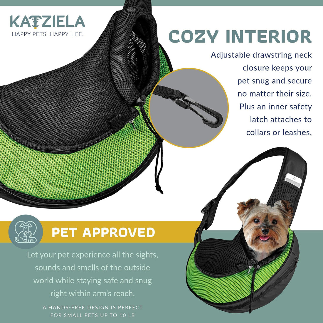 Expandable Sling Pet Carrier | Front Shoulder Bag for Small Pets