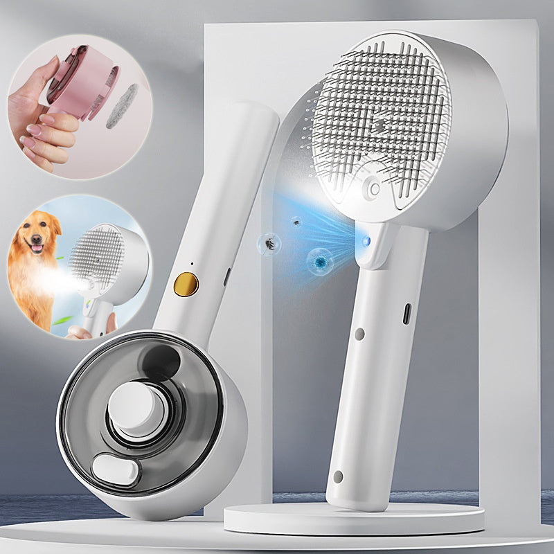 Self-Cleaning Steam Pet Grooming Brush | Dog & Cat Hair Remover