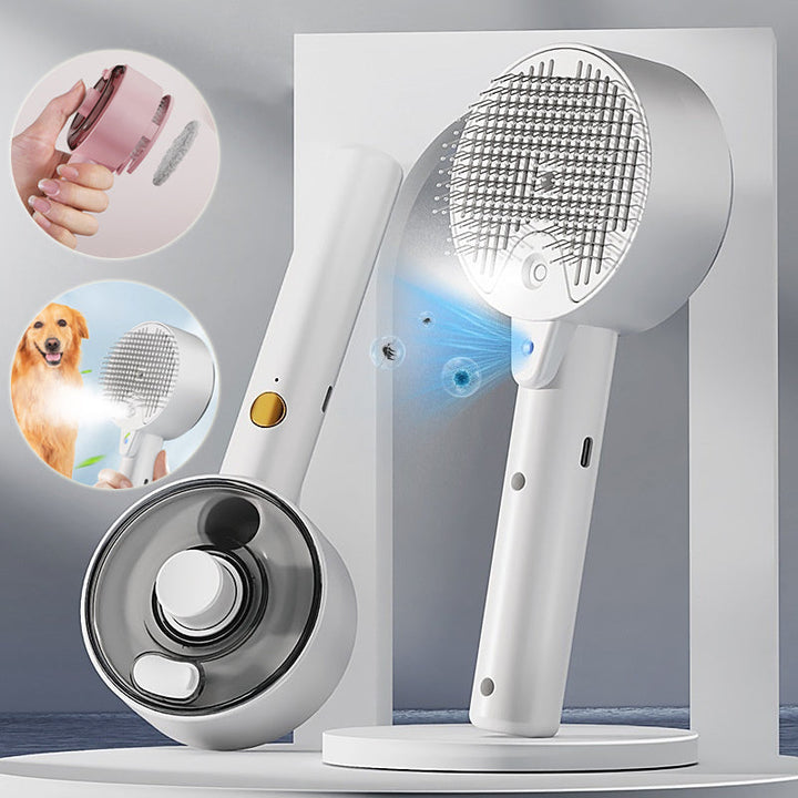 Self-Cleaning Steam Pet Grooming Brush | Dog & Cat Hair Remover