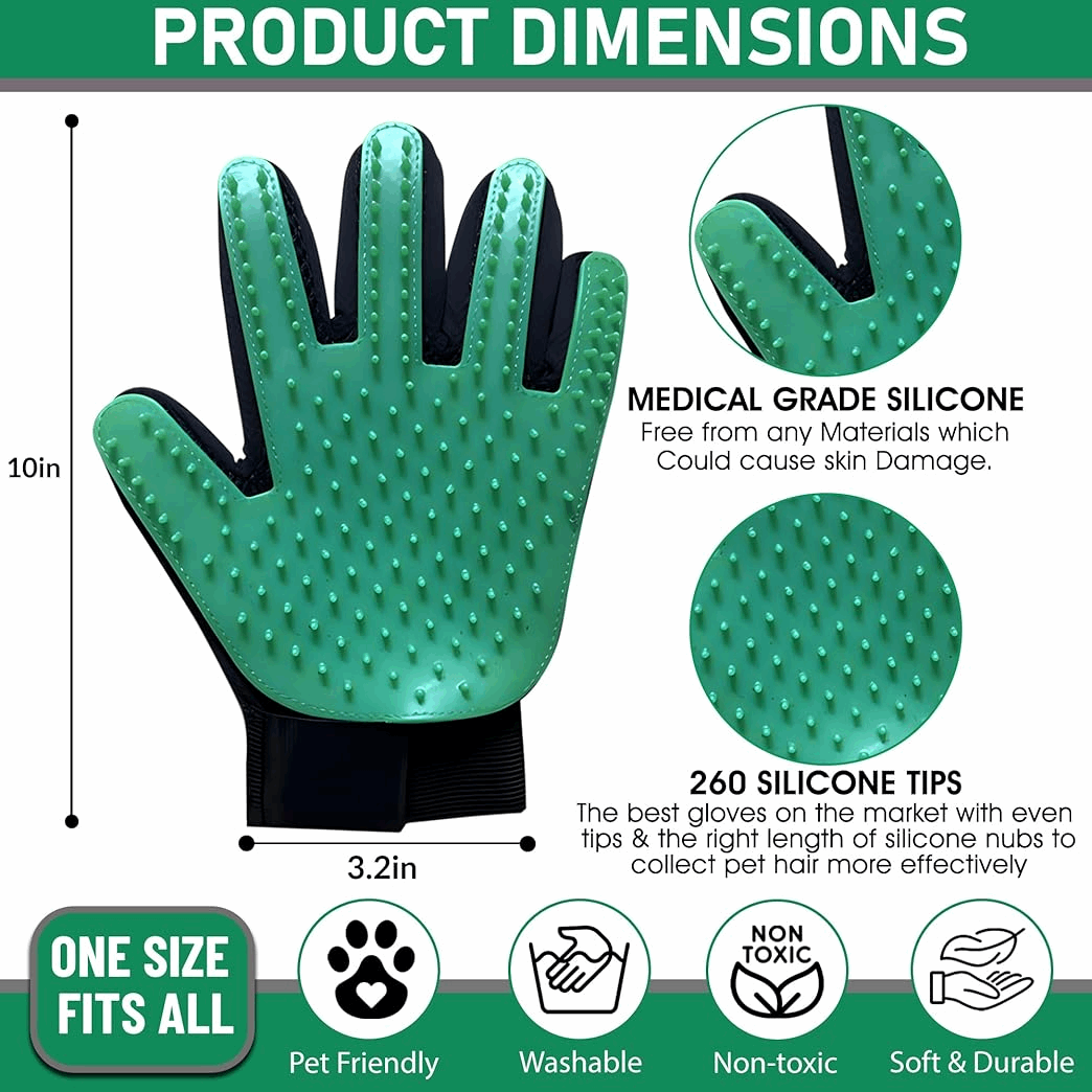 Silicone Pet Grooming Gloves – Deshedding & Massage