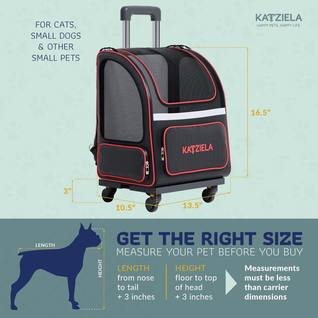 Hybrid Pet Backpack with Wheels | Rolling Travel Carrier