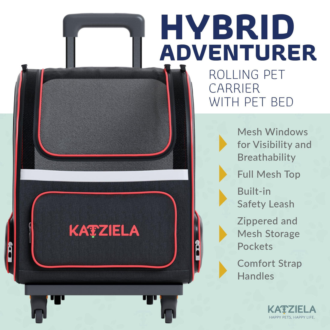 Hybrid Pet Backpack with Wheels | Rolling Travel Carrier