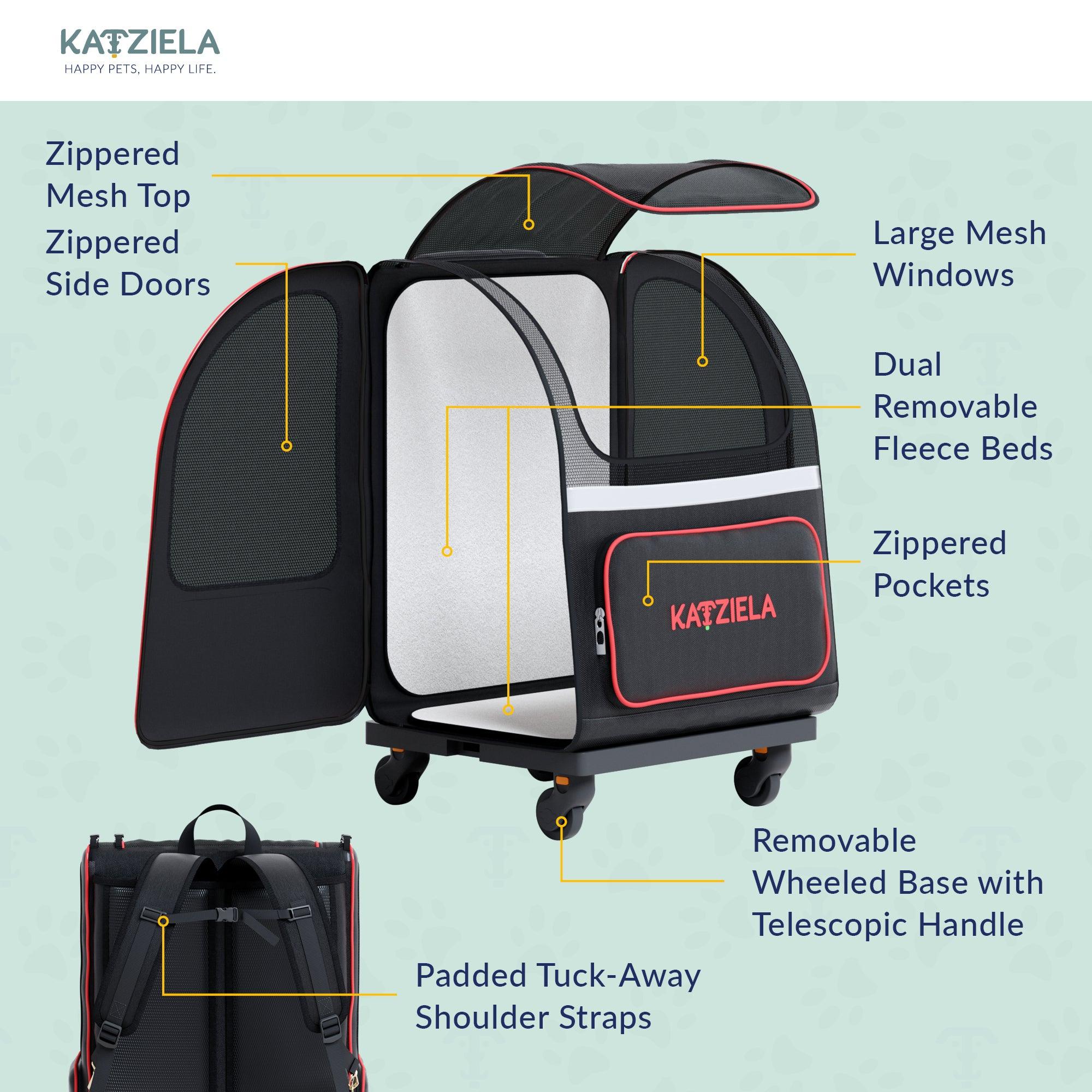 Hybrid Pet Backpack with Wheels | Rolling Travel Carrier
