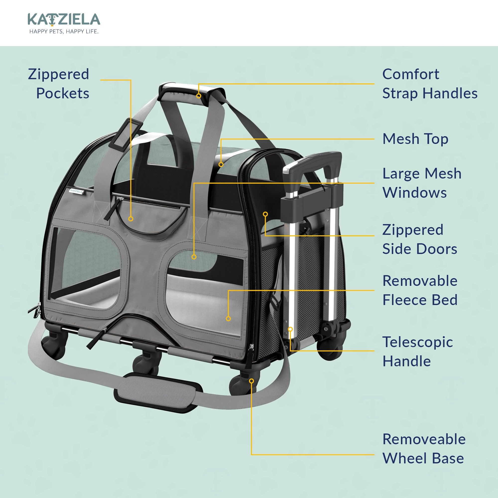 Luxury Rider Pet Carrier | Rolling Travel Carrier with Wheels