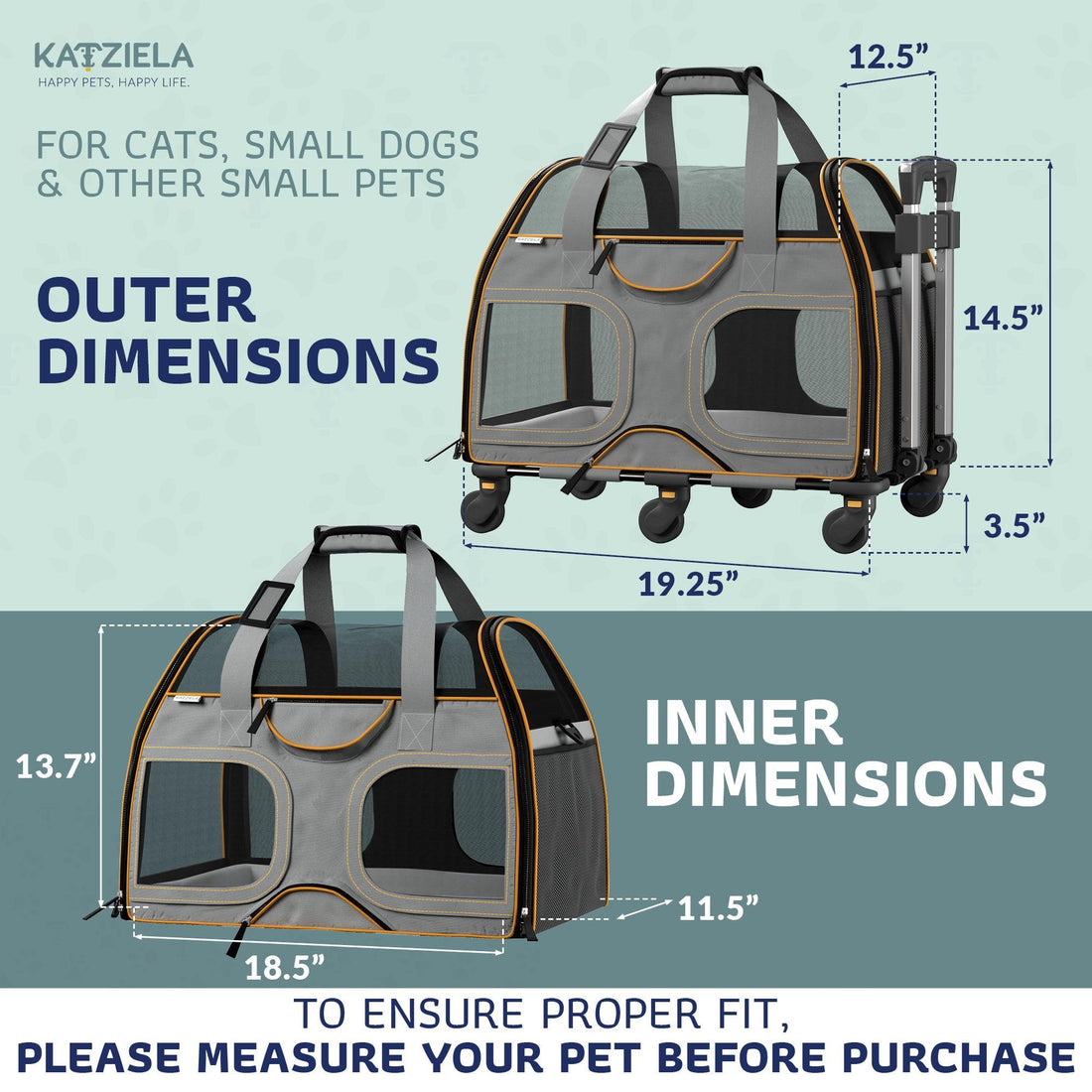 Luxury Rider Pet Carrier | Rolling Travel Carrier with Wheels